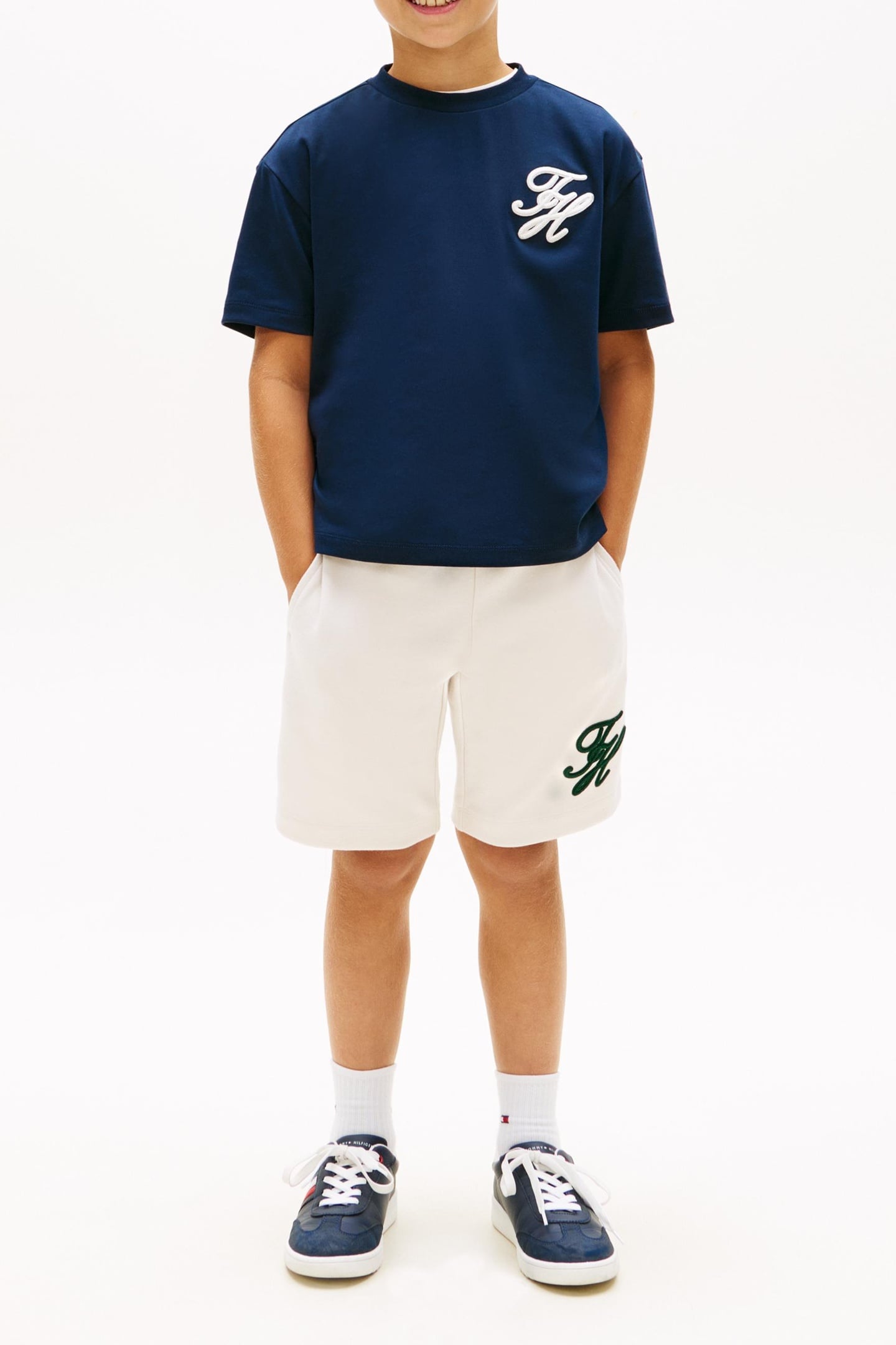 BOYS TH SCRIPT INTERLOCK T-SHIRT DARK NIGHT NAVY 2
