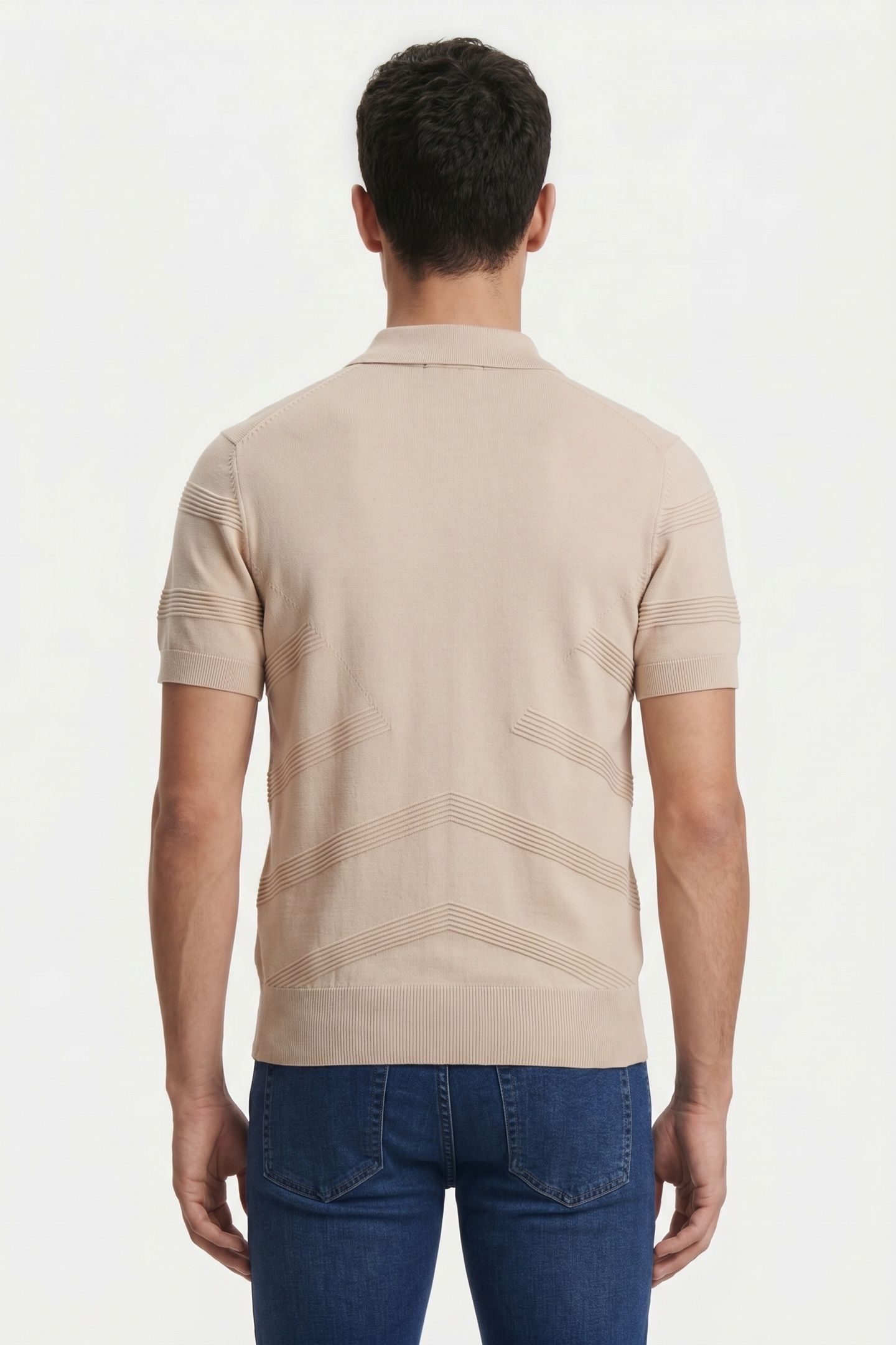 PULLOVER SHORT SLEEVE FULL BUTTON POLO RELIEF KNIT CEMENT 2
