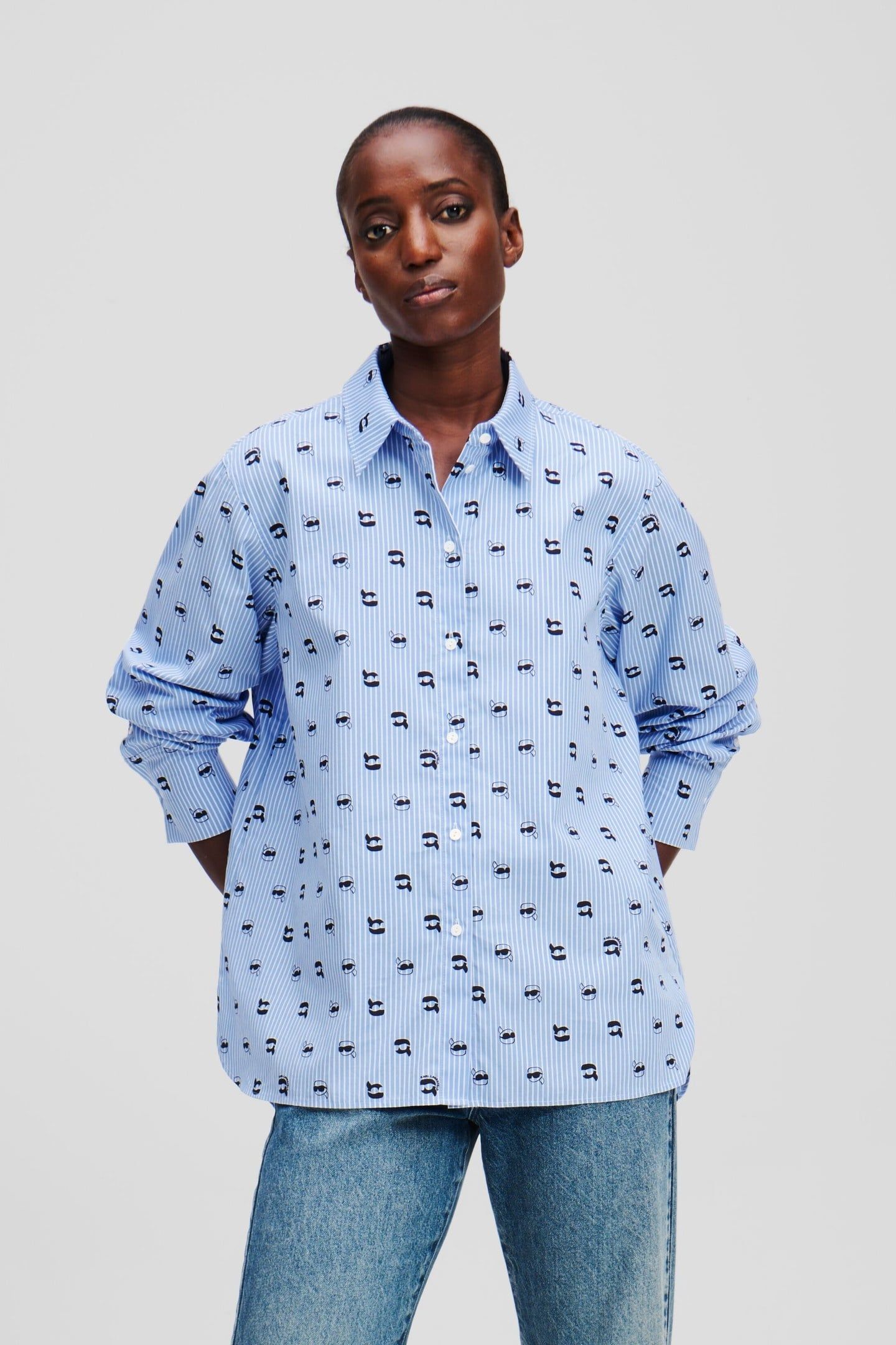 IKON PRINT BLOUSE KENTUCKY BLUE STRIPE 1