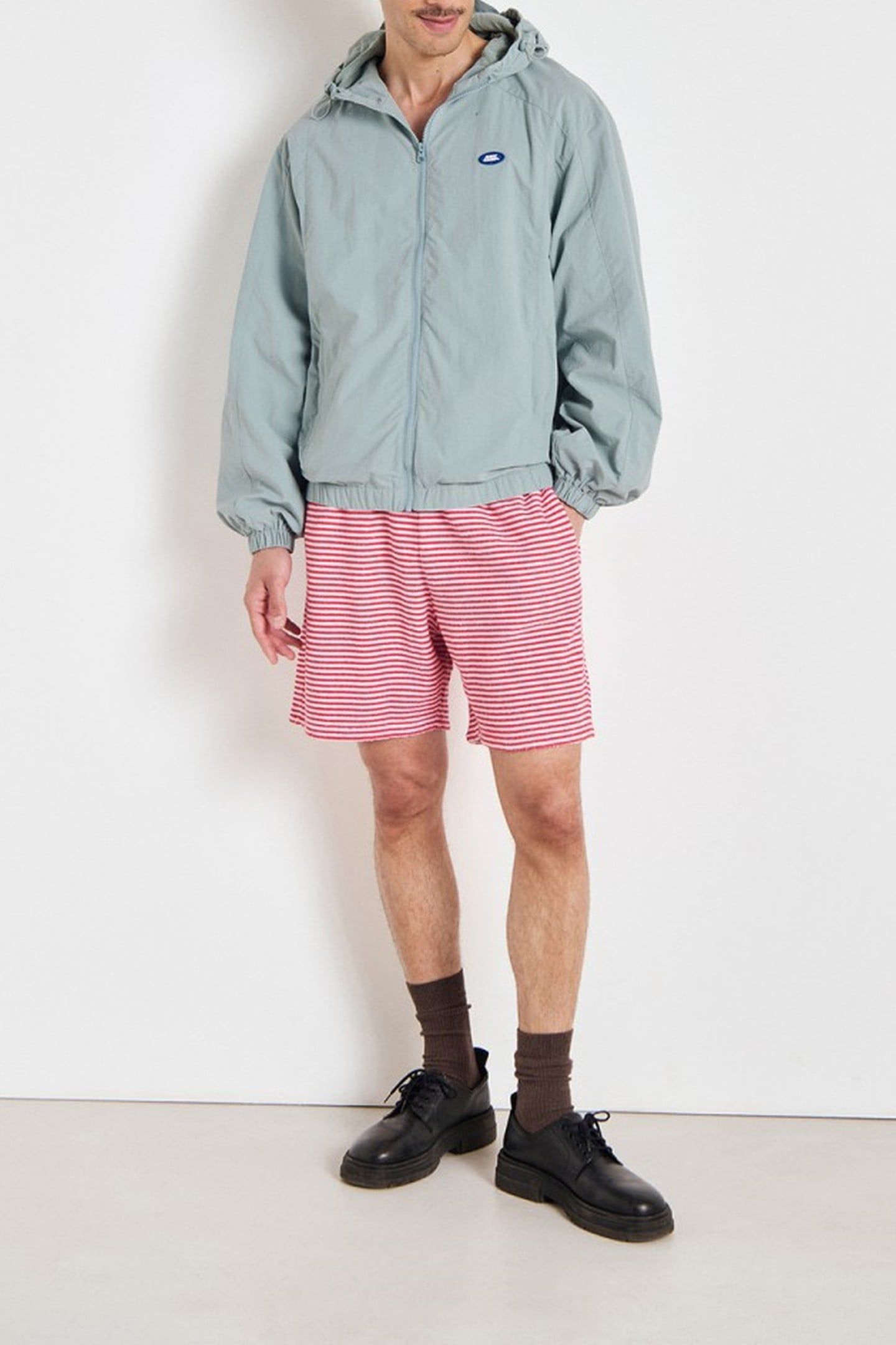 BOBYPARK SHORTS RAYURES ROUGES ET GRISES 1
