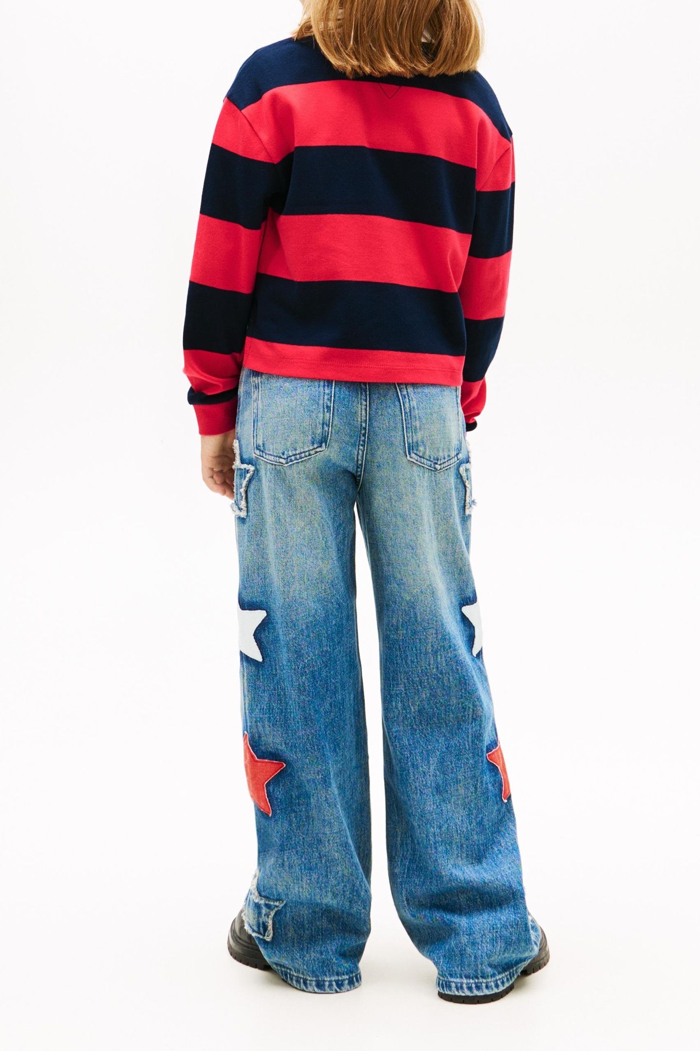 GIRLS STRIPE POLO L/S DARK NIGHT NAVY STRIPES 2