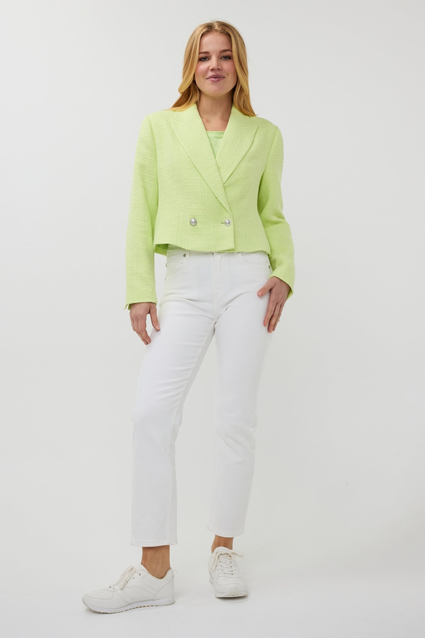 BLAZER DOUBLE BREASTED TWEED APPLE GREEN 1