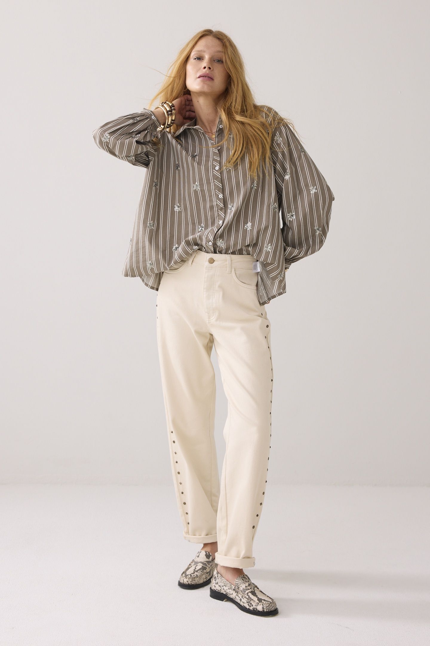 BLOUSE STRIPE SCATTERED EMBRO FUNGHI 1