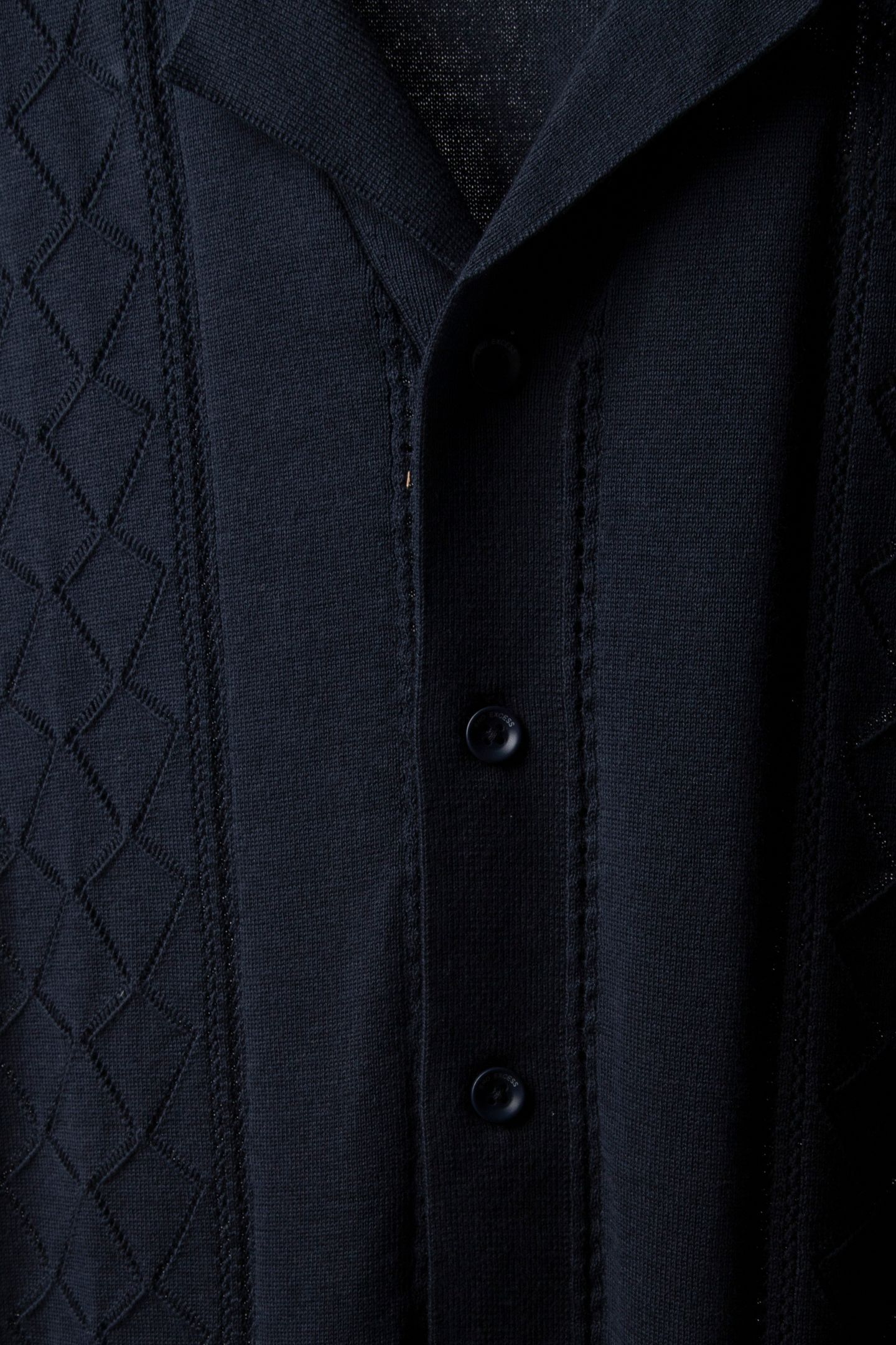 PULLOVER SHORT SLEEVE FULL BUTTON POLO SOLID JACQUARD NIGHT 4