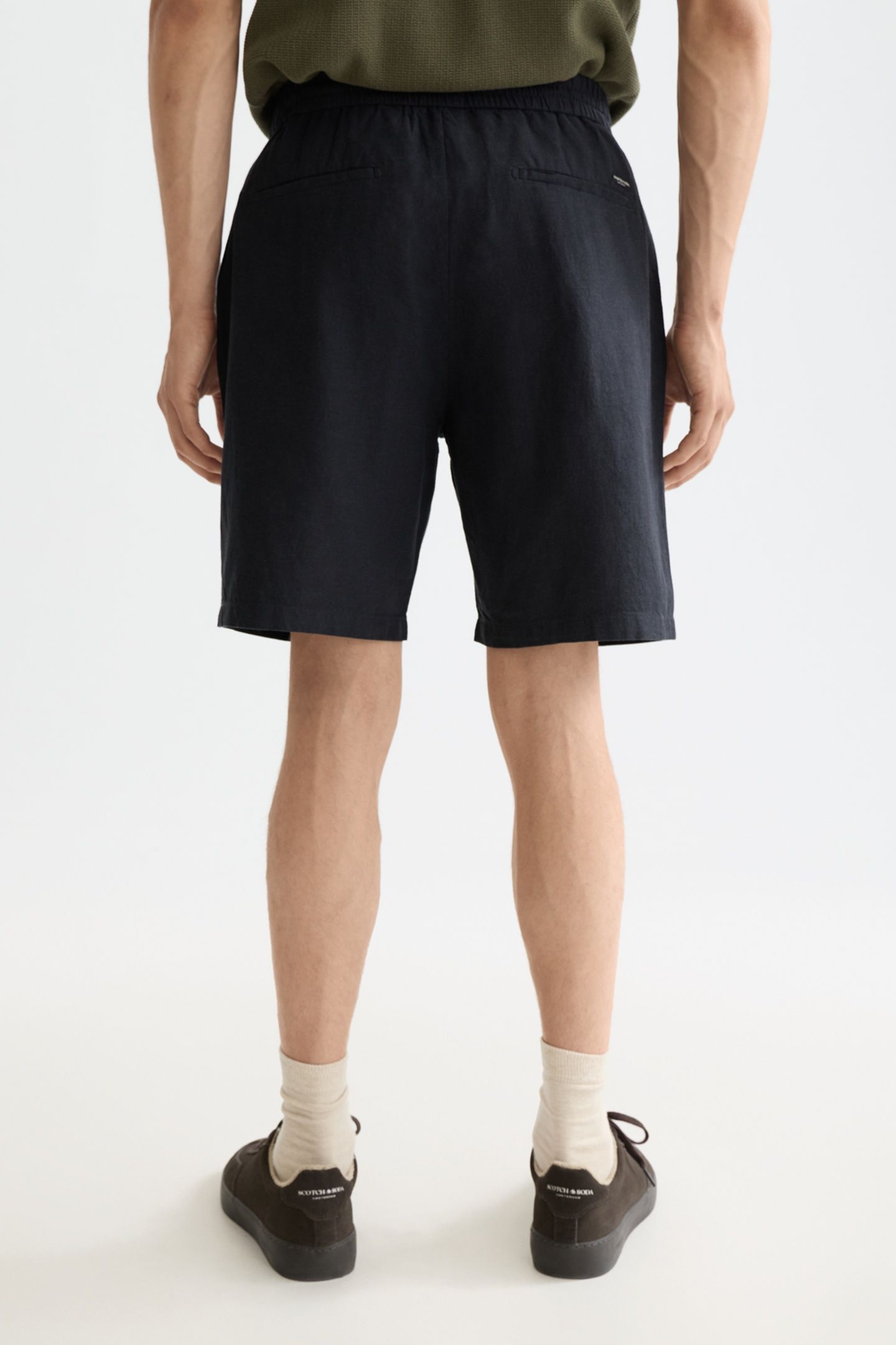 FAVE - COTTON-LINEN TWILL BERMUDA SHORT BLACK 3