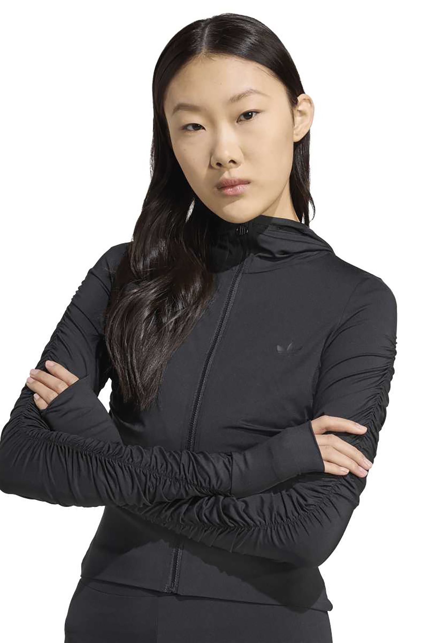 ORIGINALS RUCHED TRACK TOP BLACK 1