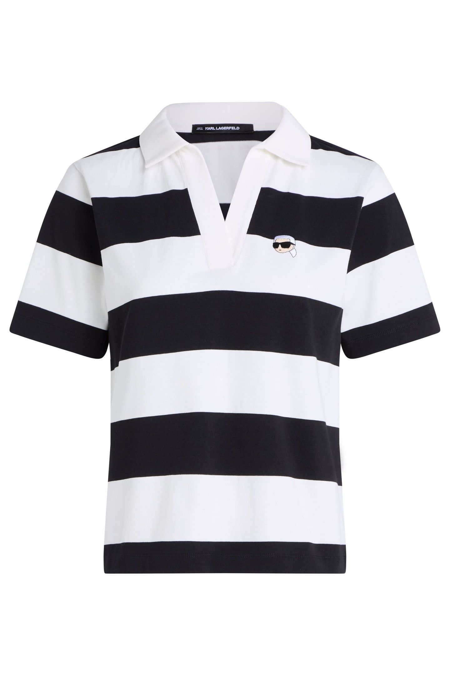 IKON PATCH STRIPE SSLV POLO BLACK-CANNOLI CREAM 5