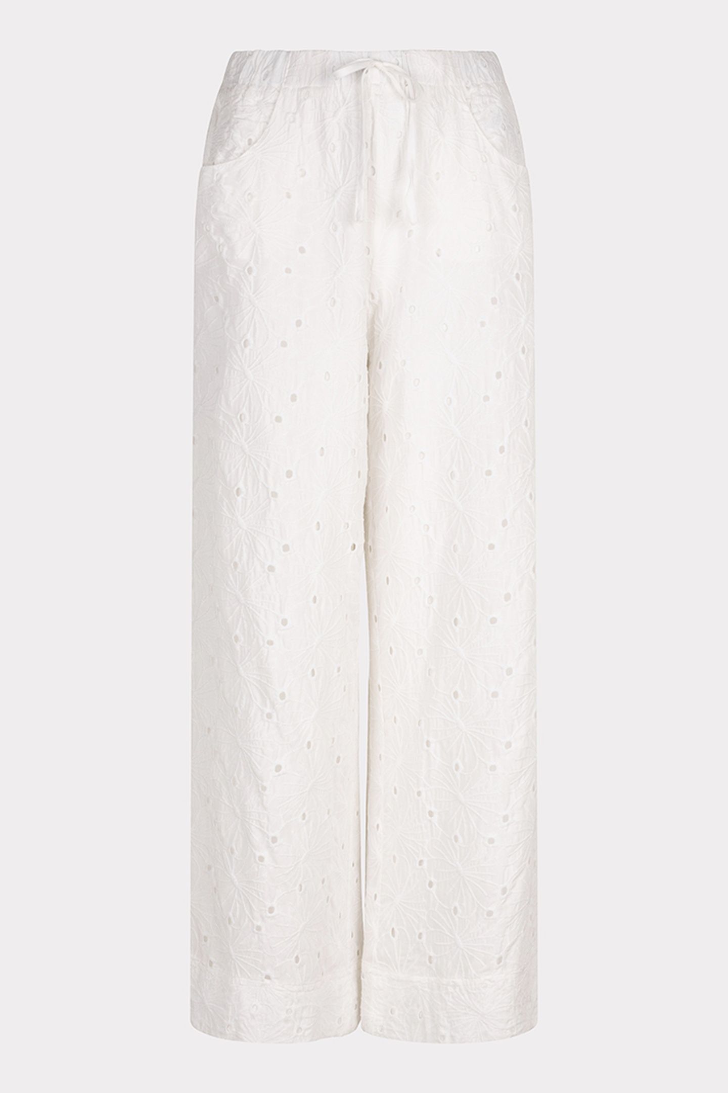TROUSERS EMBROIDERY FLOWER OFF WHITE 4