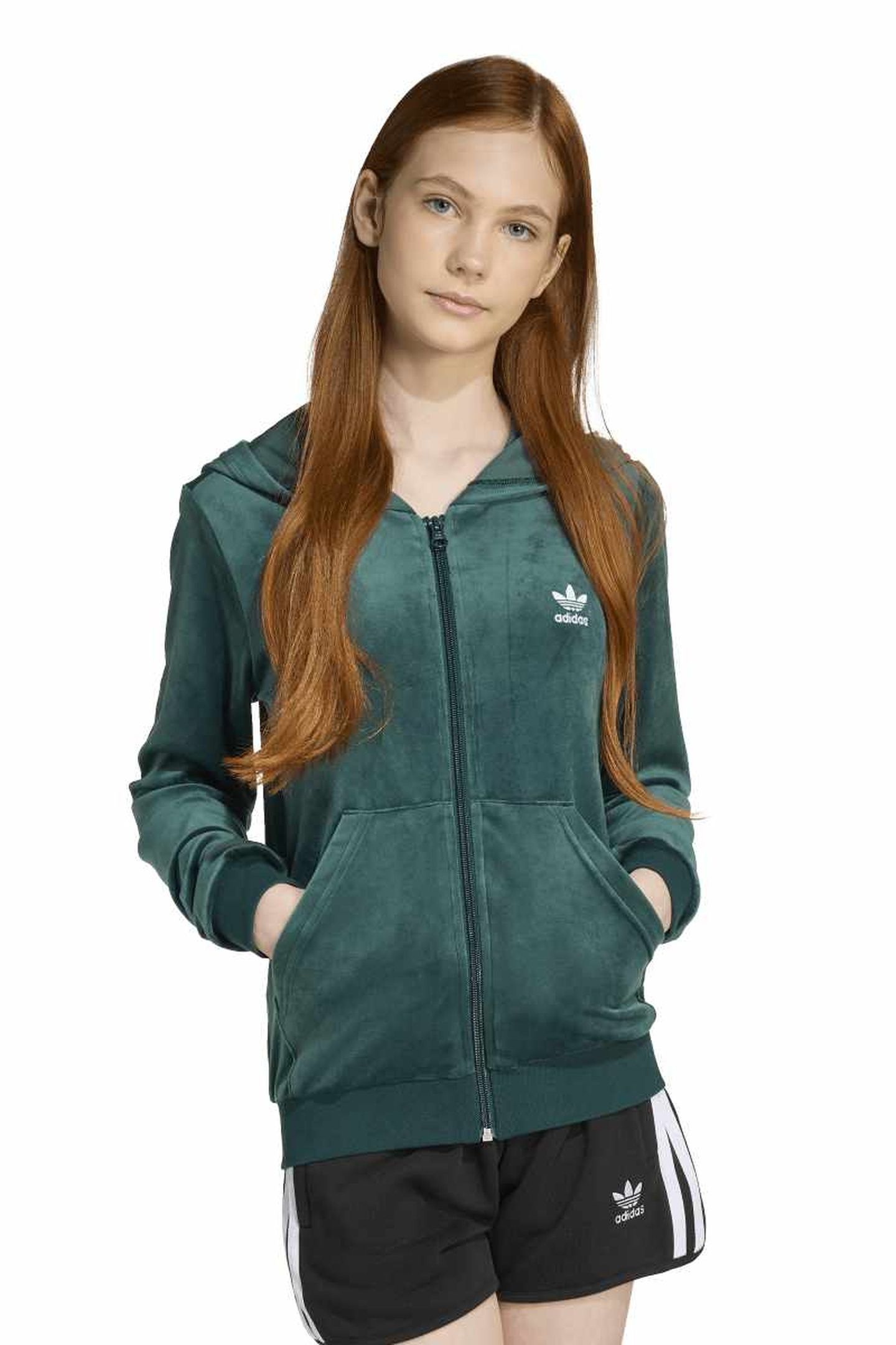 ORIGINALS VELOUR ZIP HOODIE AURORA IVY 1