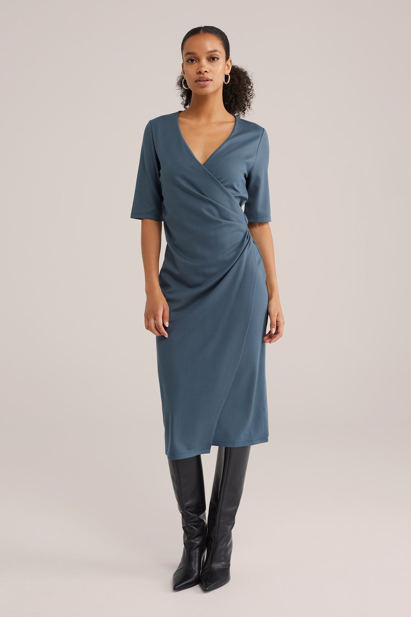 DRESS MIDI GREYISH BLUE 1