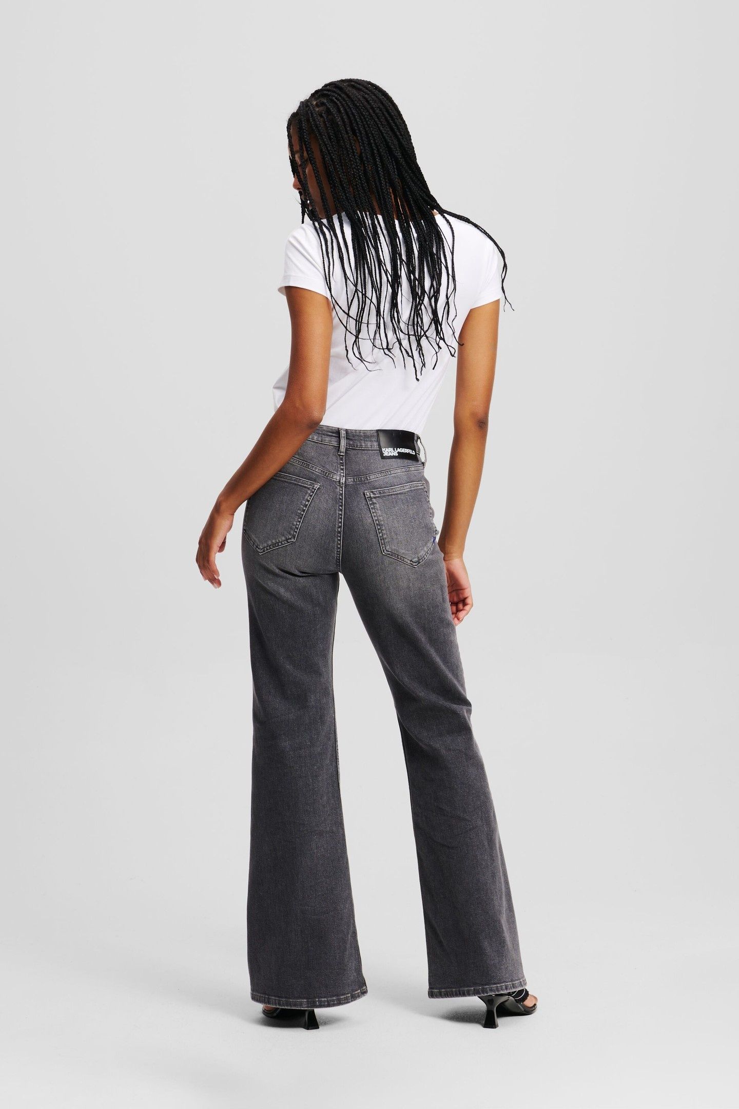 FLARED SHANK DENIM VISUAL WASHED BLACK 2