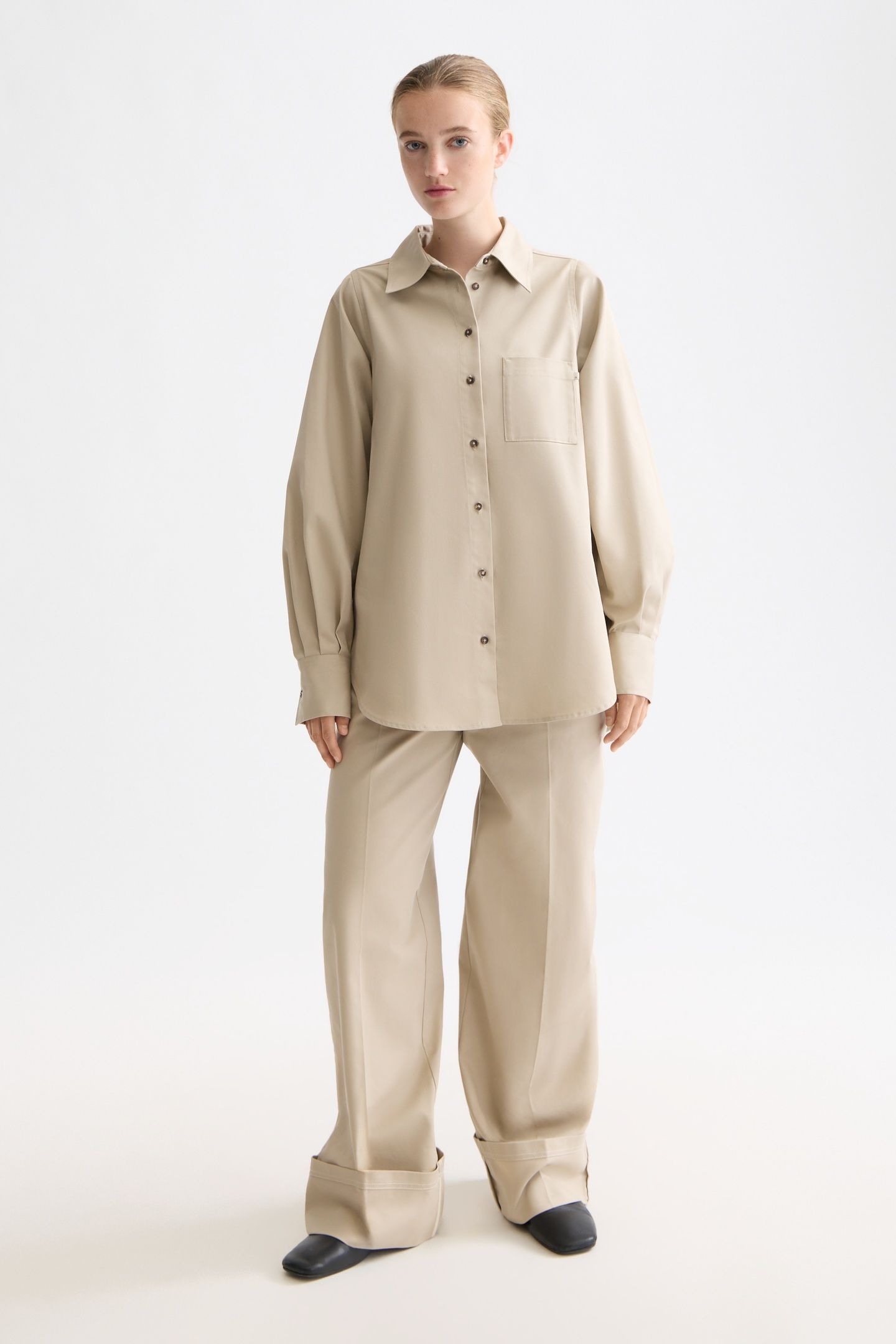 SHIRT WITH CONTRAST STITCHING PLAZA TAUPE 2