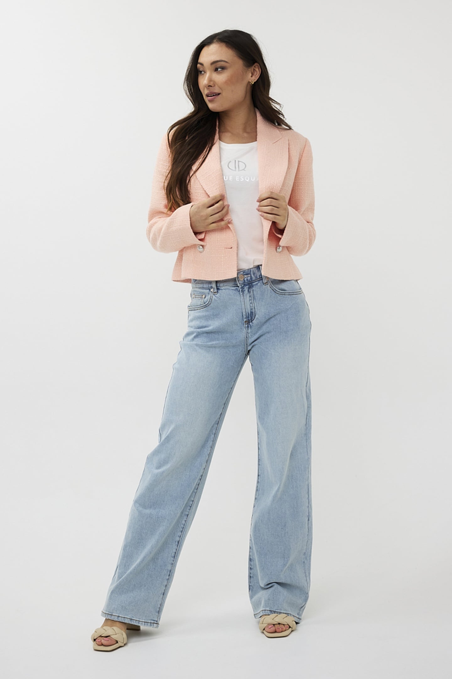 BLAZER DOUBLE BREASTED TWEED LIGHT APRICOT 1