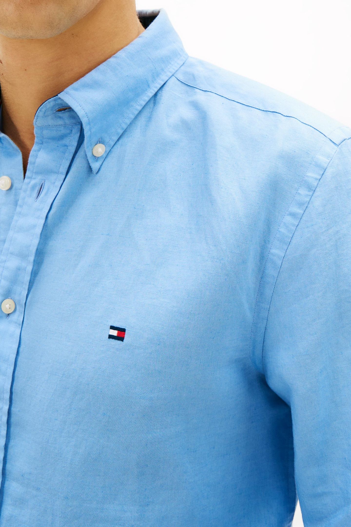 LINEN BLEND SOLID SHIRT CLOUDY BLUE 5