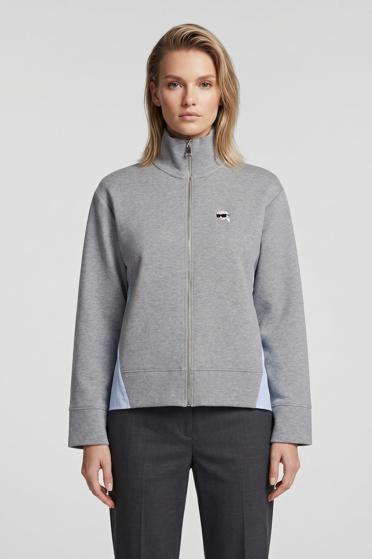 IKON FABRIC MIX ZIP UP LIGHT GREY MELANGE 1