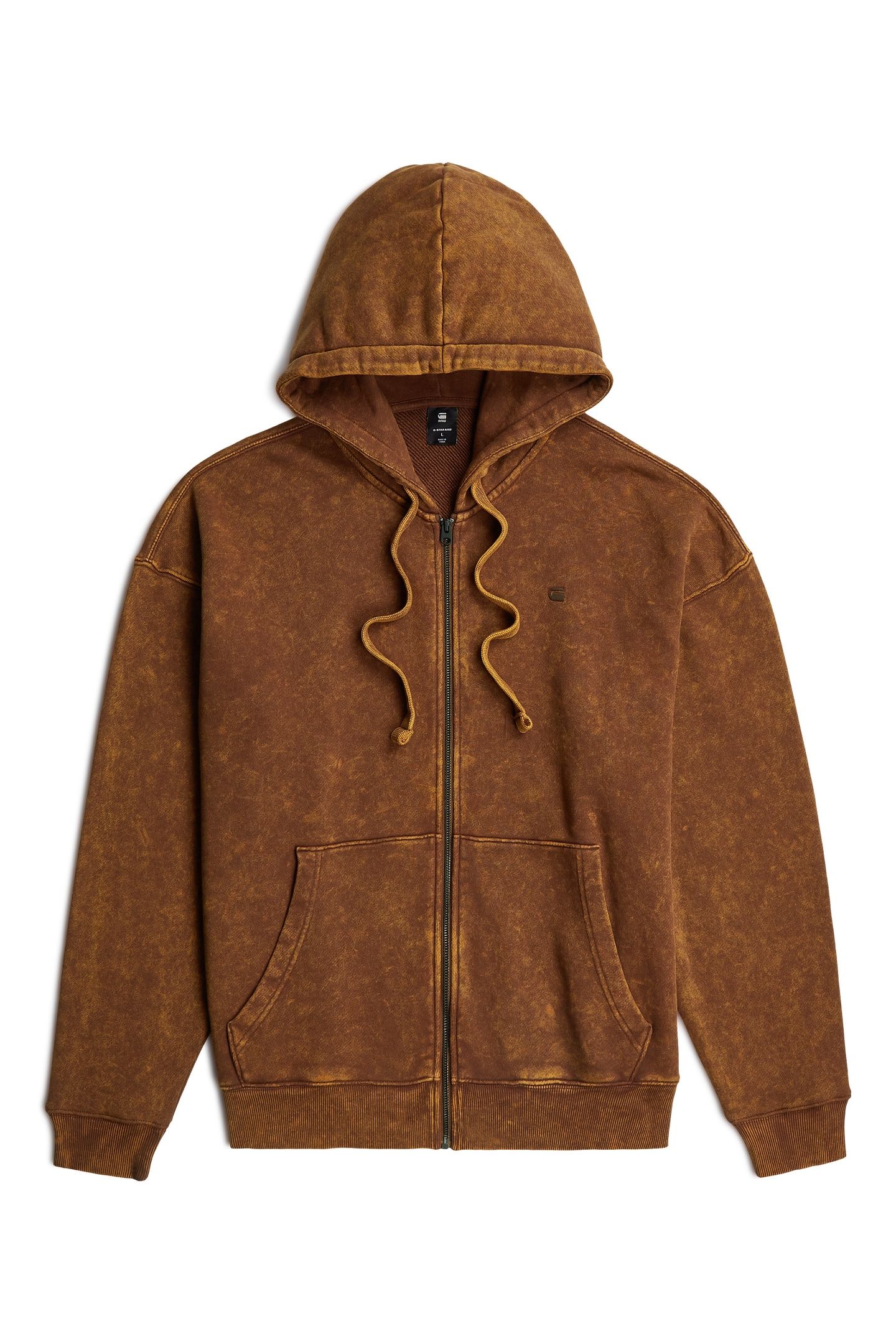WASHED LOOSE FULL ZIP HOODED SWEATER POTTING SOIL SMOKEY 5