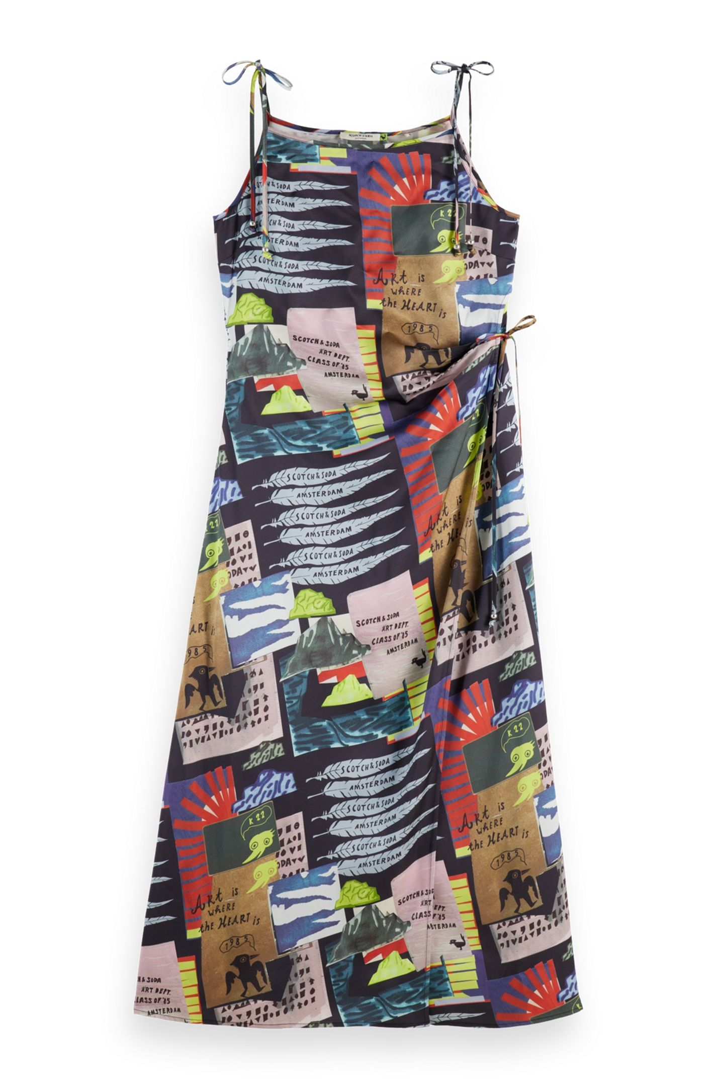 MIDI SLIP DRESS WITH TIED STRAPS AND DRAPED WAIST ART DEPT C 4