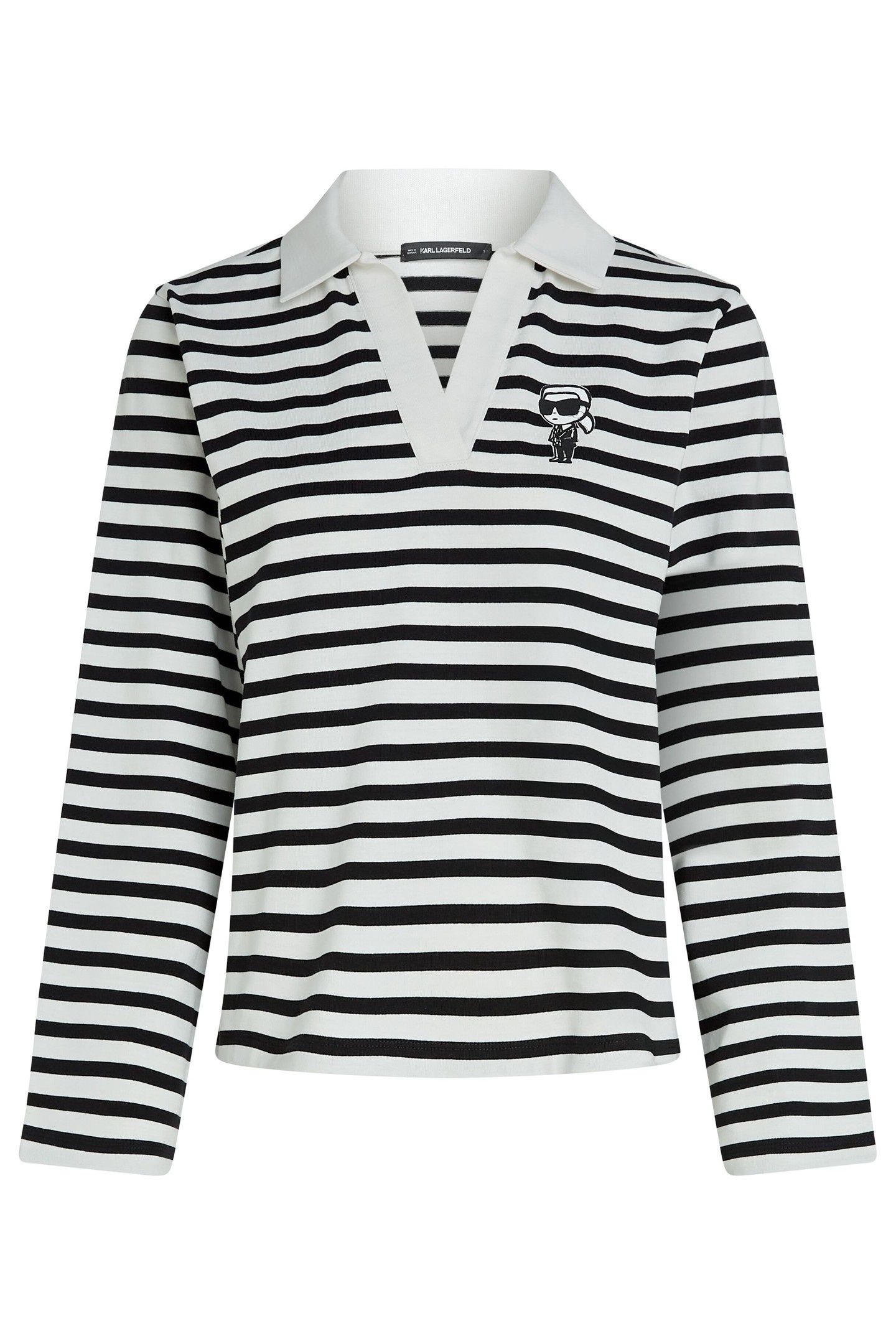 IKON SKETCH STRIPE LONGSLEEVE POLO BLACK-CANNOLI CREAM 5