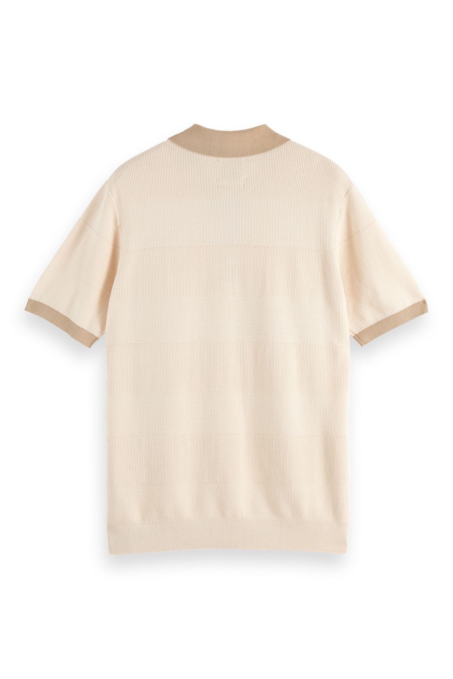 REGULAR-FIT KNITTED TONE ON TONE STRIPED POLO EGGNOG 2