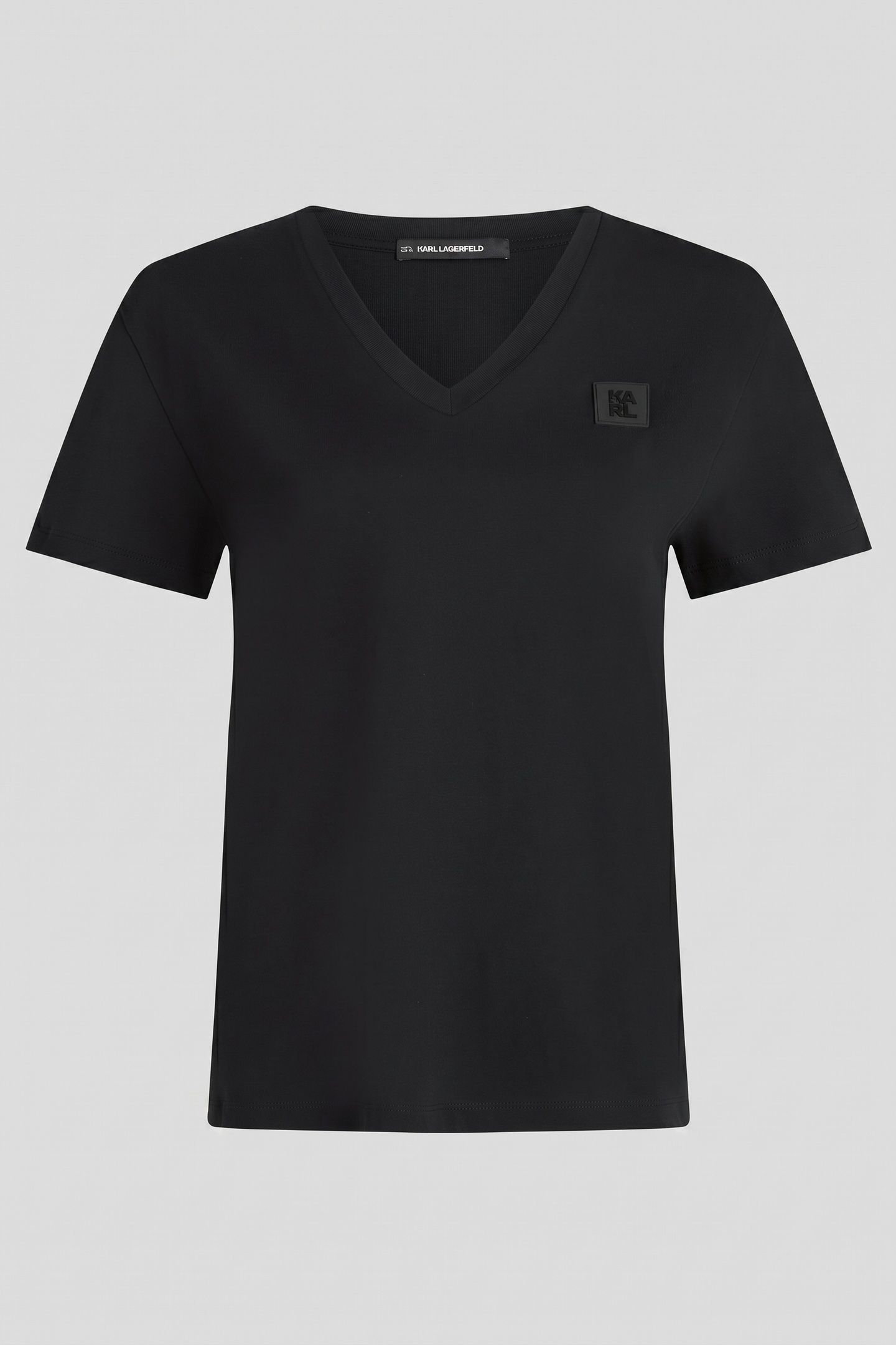 RUBBER PATCH V-NECK T-SHIRT BLACK 7