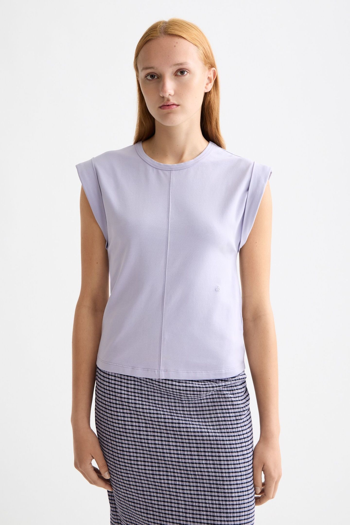 FITTED ROLLED-UP SLEEVE T-SHIRT LANGUID LAVENDER 3