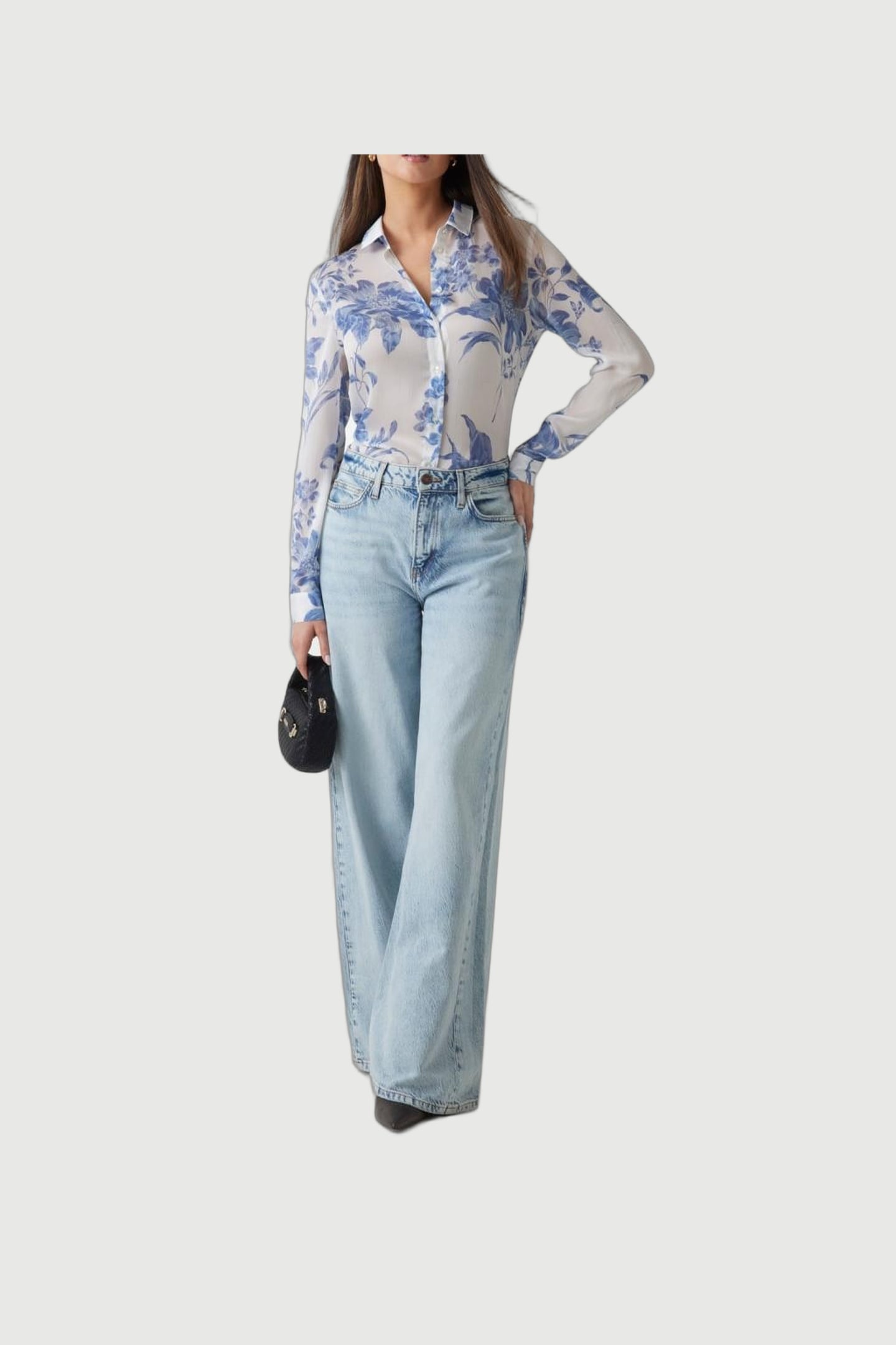 GUESS ECO LS CLOUIS SHIRT DREAMING LILIES PRIN 1