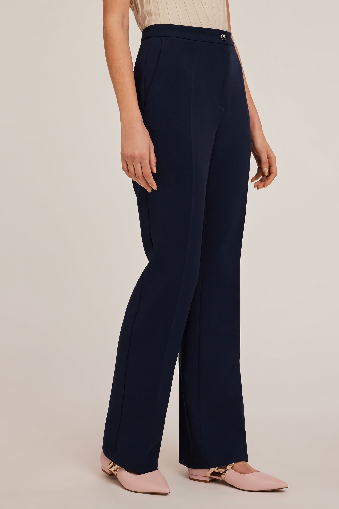 PALAZZO TROUSERS WITH IRONED CREASE BLUE 1