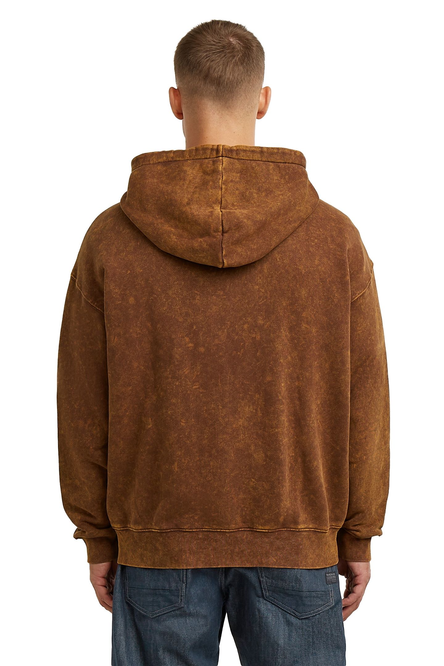WASHED LOOSE FULL ZIP HOODED SWEATER POTTING SOIL SMOKEY 2