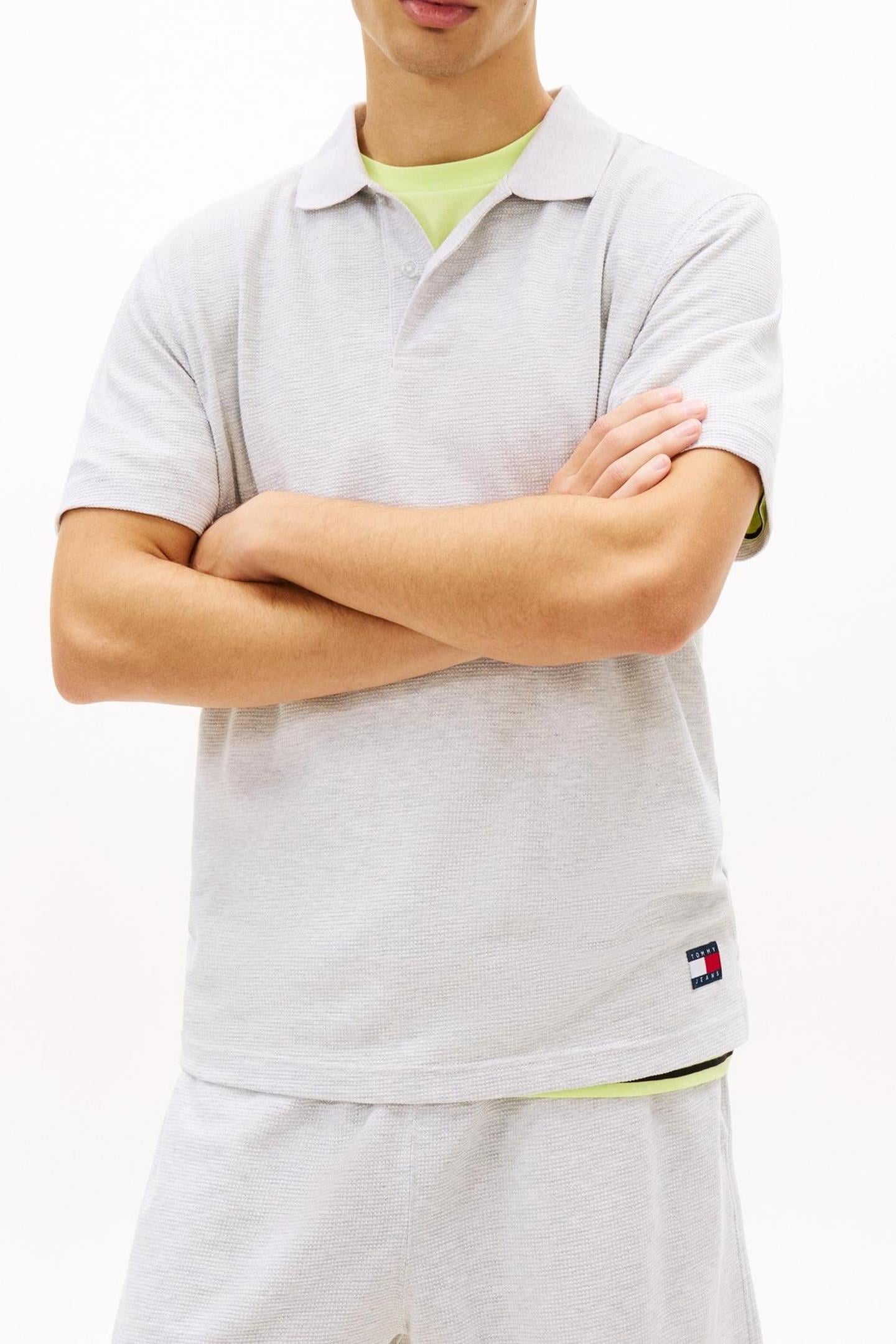 TJM REGULAR WAFFLE POLO ICE GREY HEATHER 3
