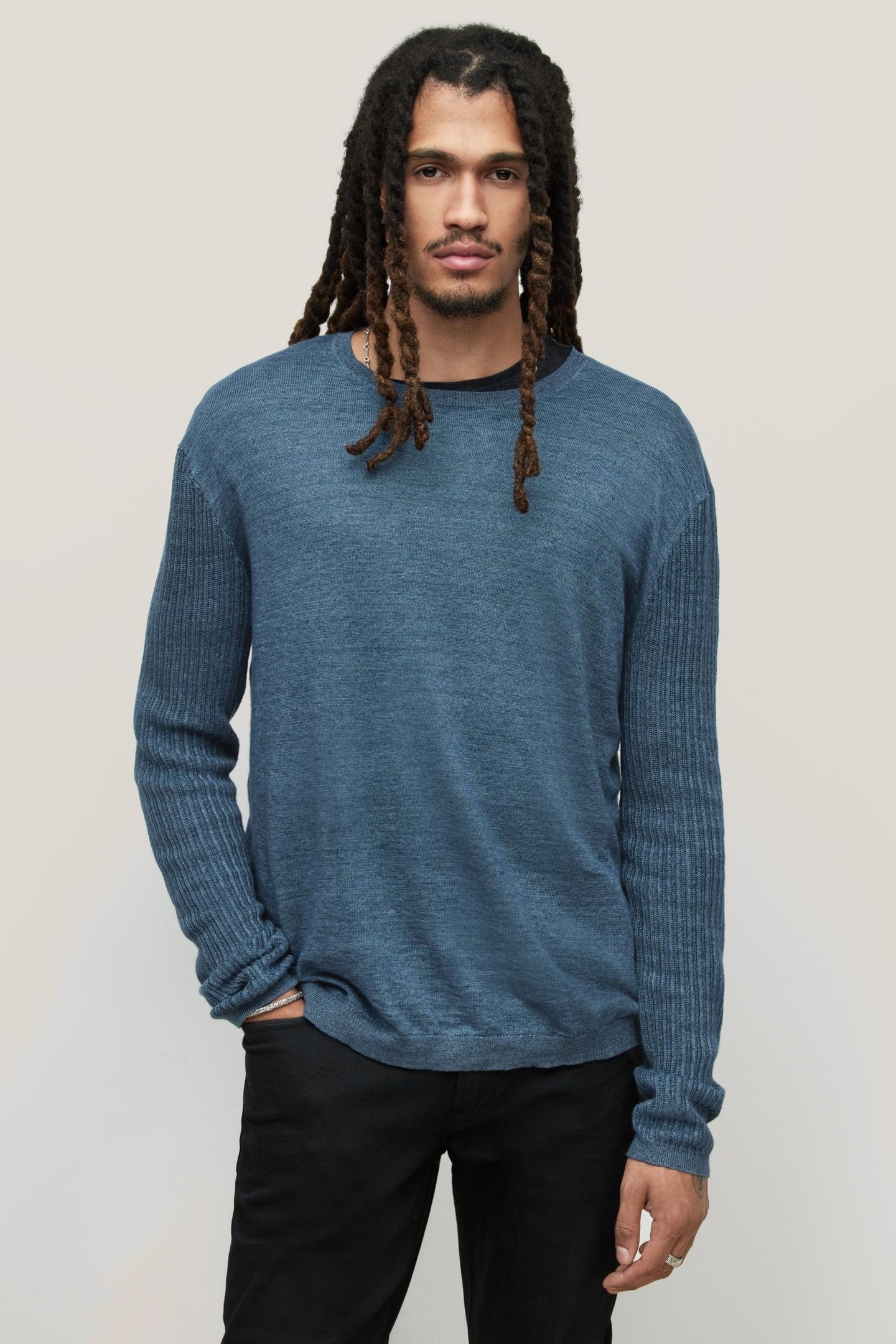 MOORE REGULAR FIT LS CREW SAPPHIRE 1