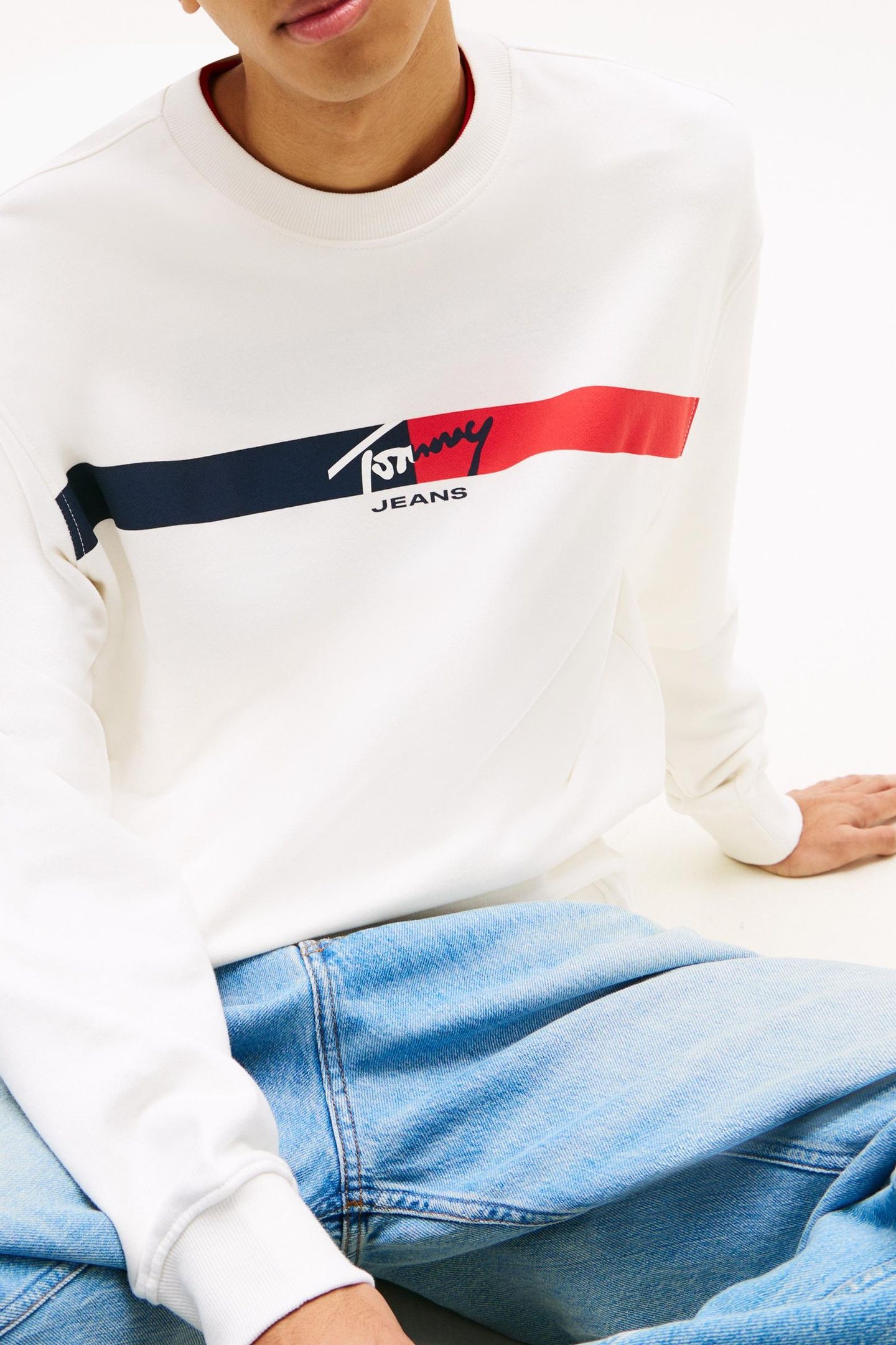 TJM REGULAR SIGN STRIPE SWEATSHIRT ECRU 5