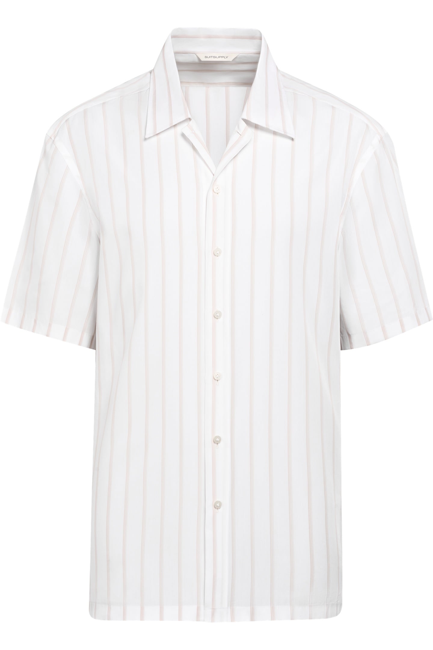 SHIRT-SHORTSLEEVE-LYOCELLSTRIPETAUPE CASUAL SHIRTS WHITE 6