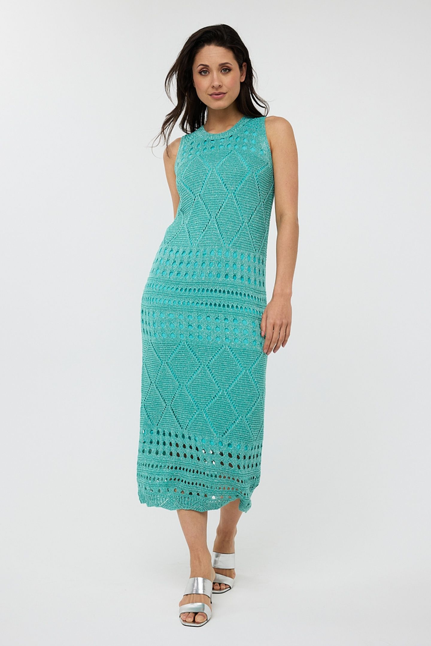 DRESS FANCY OPEN KNIT LUREX LAGOON 2