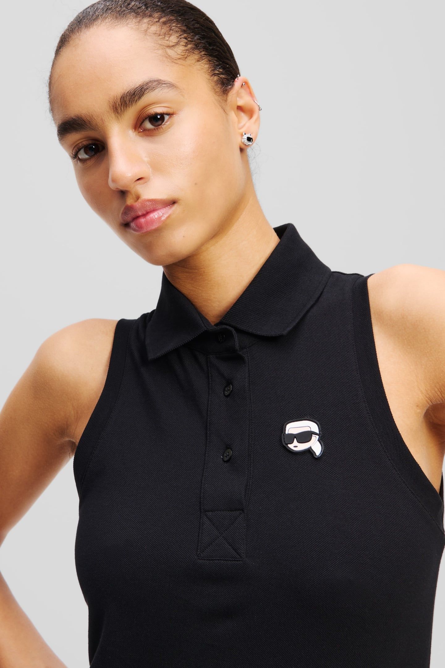 IKON PATCH POLO DRESS BLACK 2