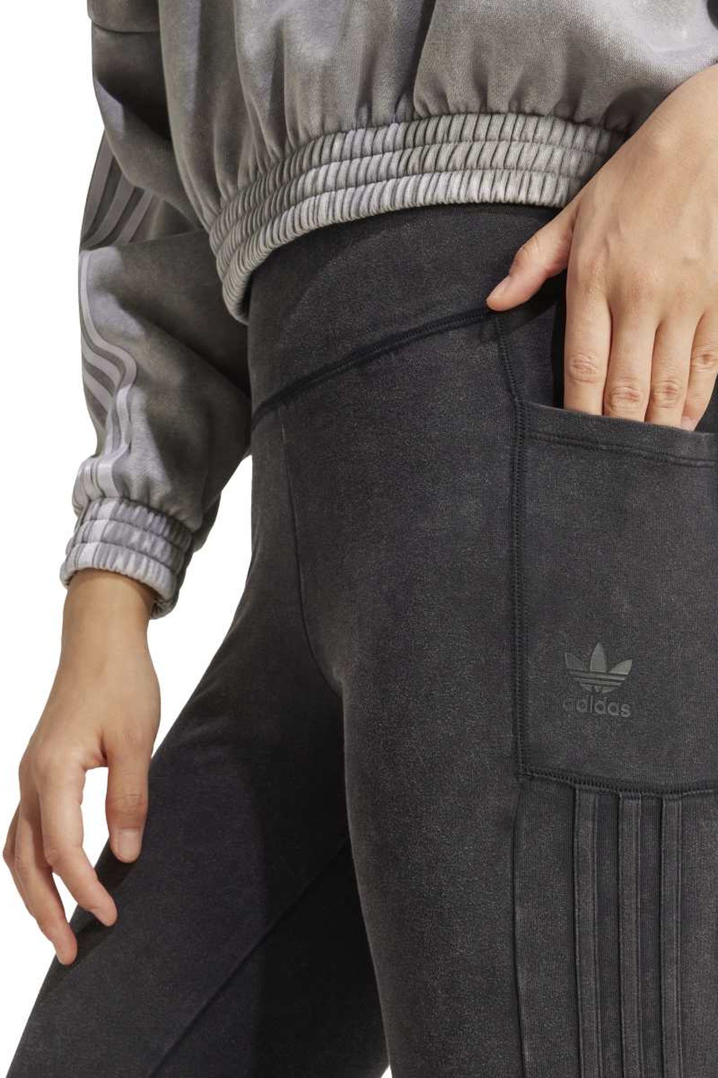ORIGINALS WASHED THREE STRIPE LEGGINGS BLACK 6