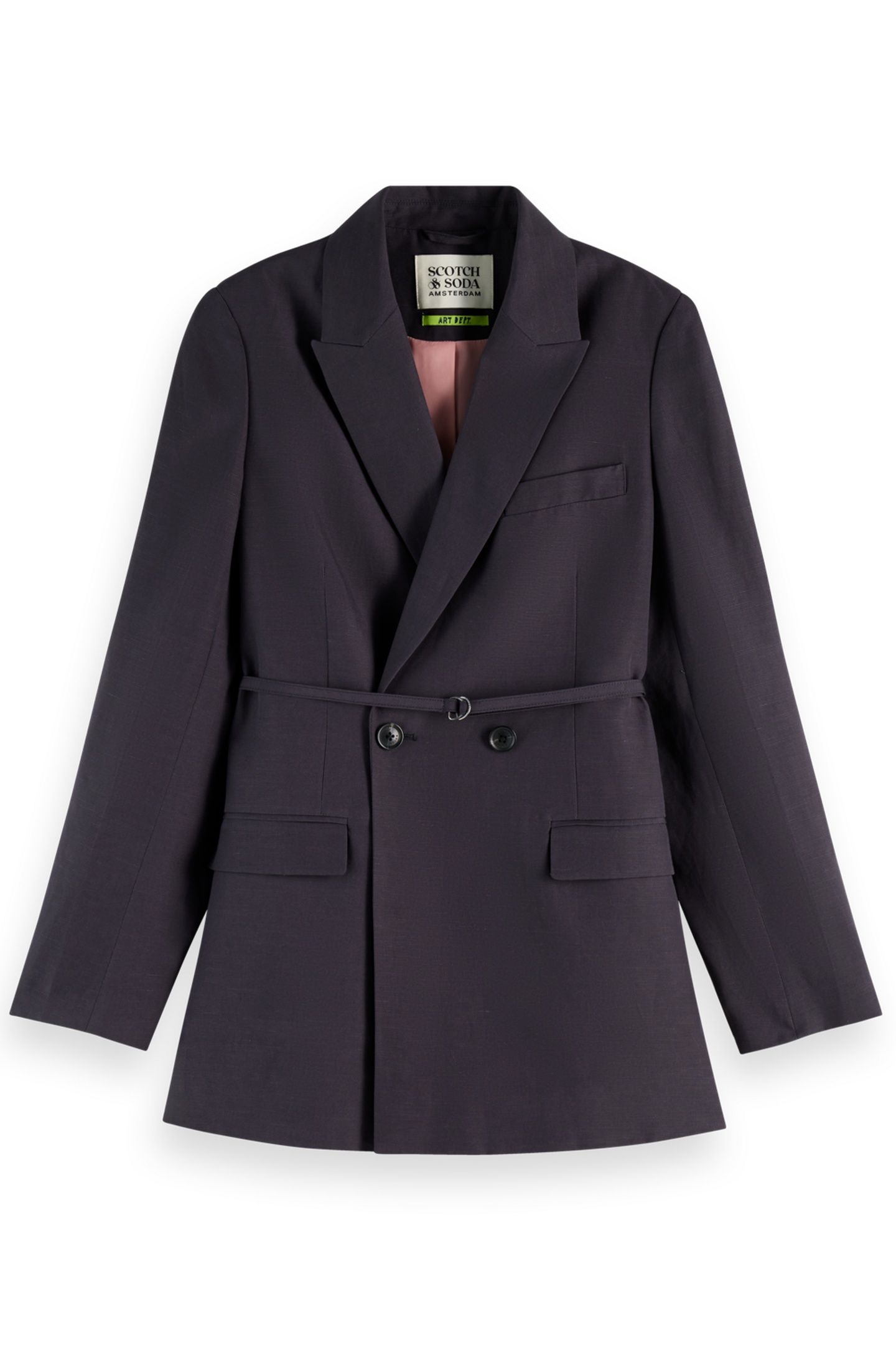 DOUBLE BREASTED BELTED DRAPEY BLAZER CHARCOAL ART 4