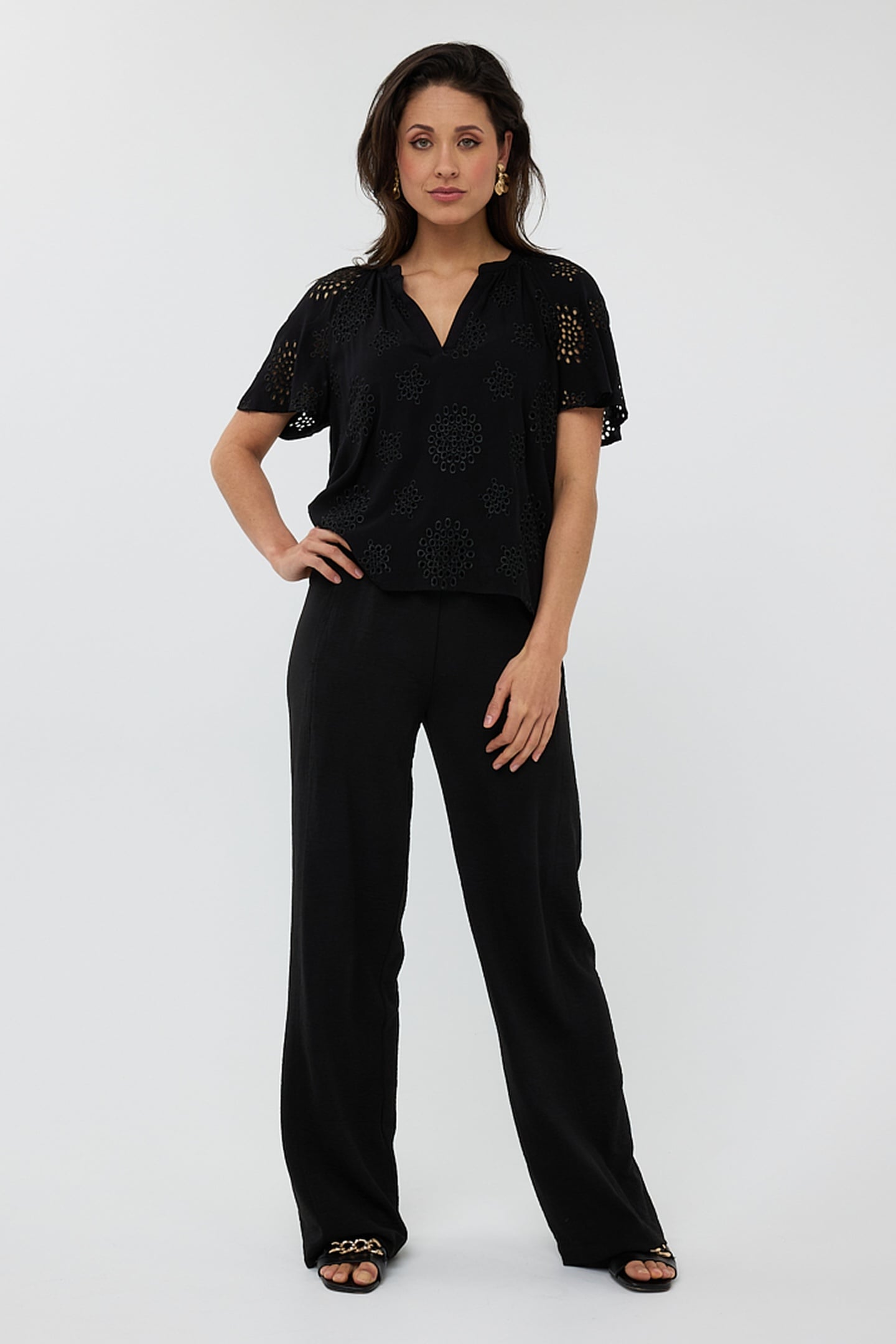 BLOUSE ALLOVER EMBROIDERY BLACK 1