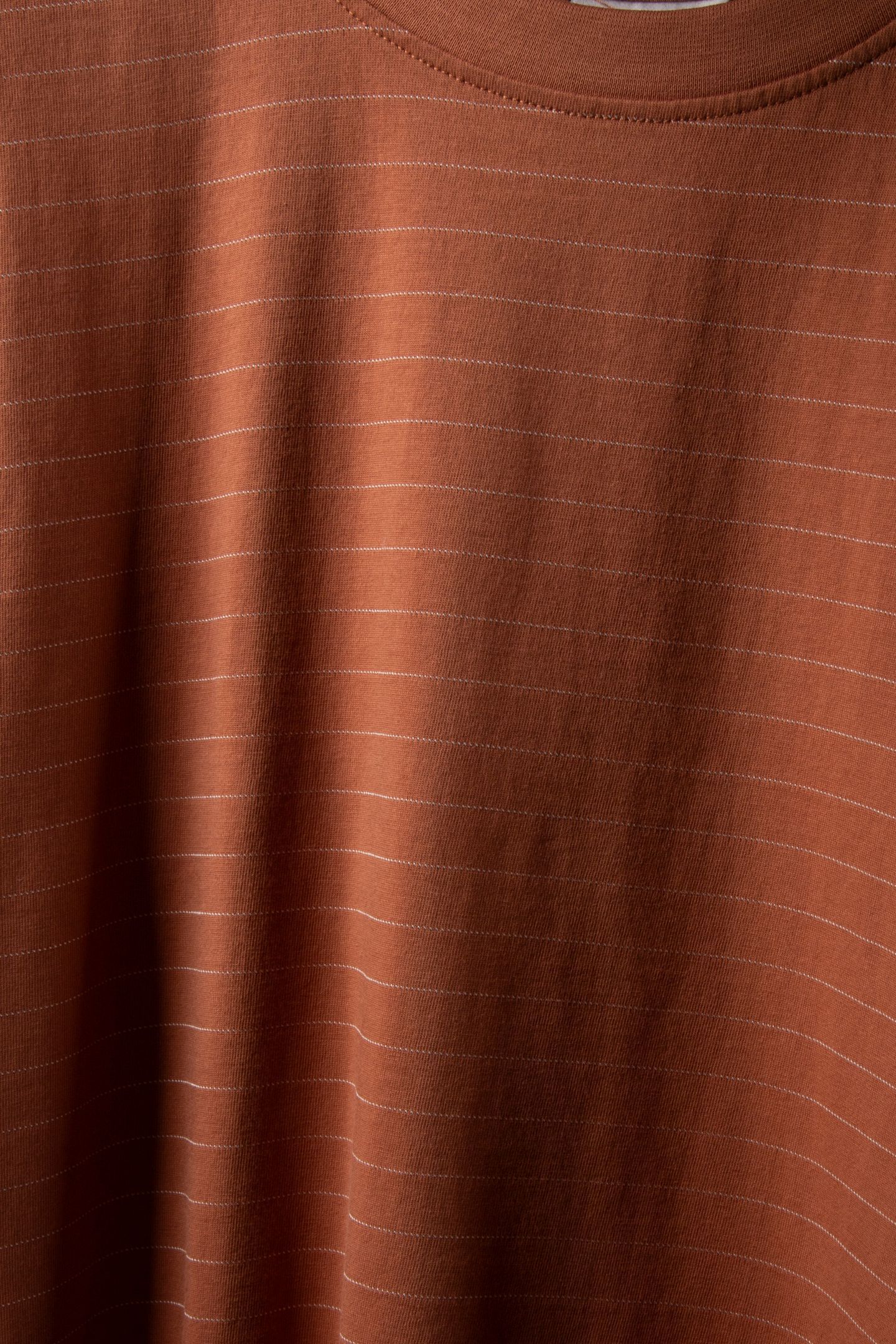T-SHIRT CREWNECK YARN DYED PIN STRIPE CARAMEL 4