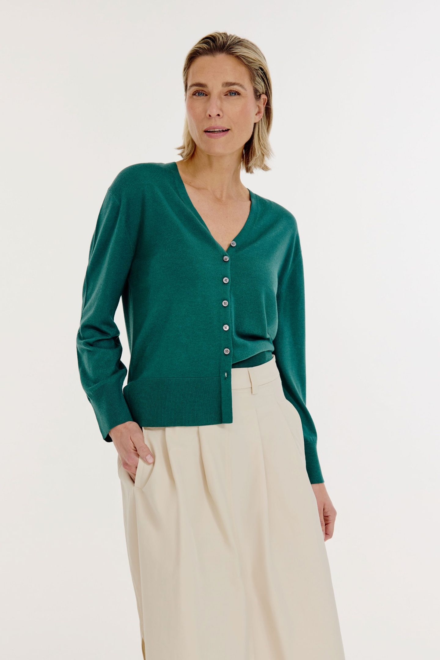 BERCO CARDIGAN DARK GREEN 1