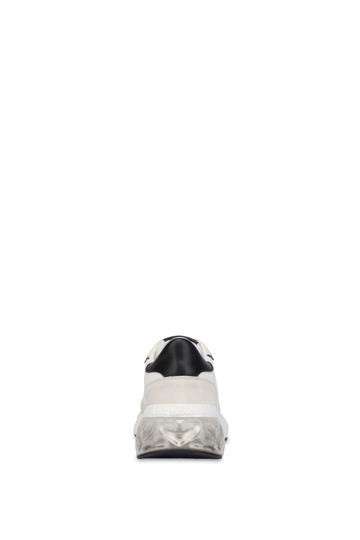 CRYSTAL LOVE CALFSKIN AND SPLIT LEATHER SNEAKERS WHITE 3