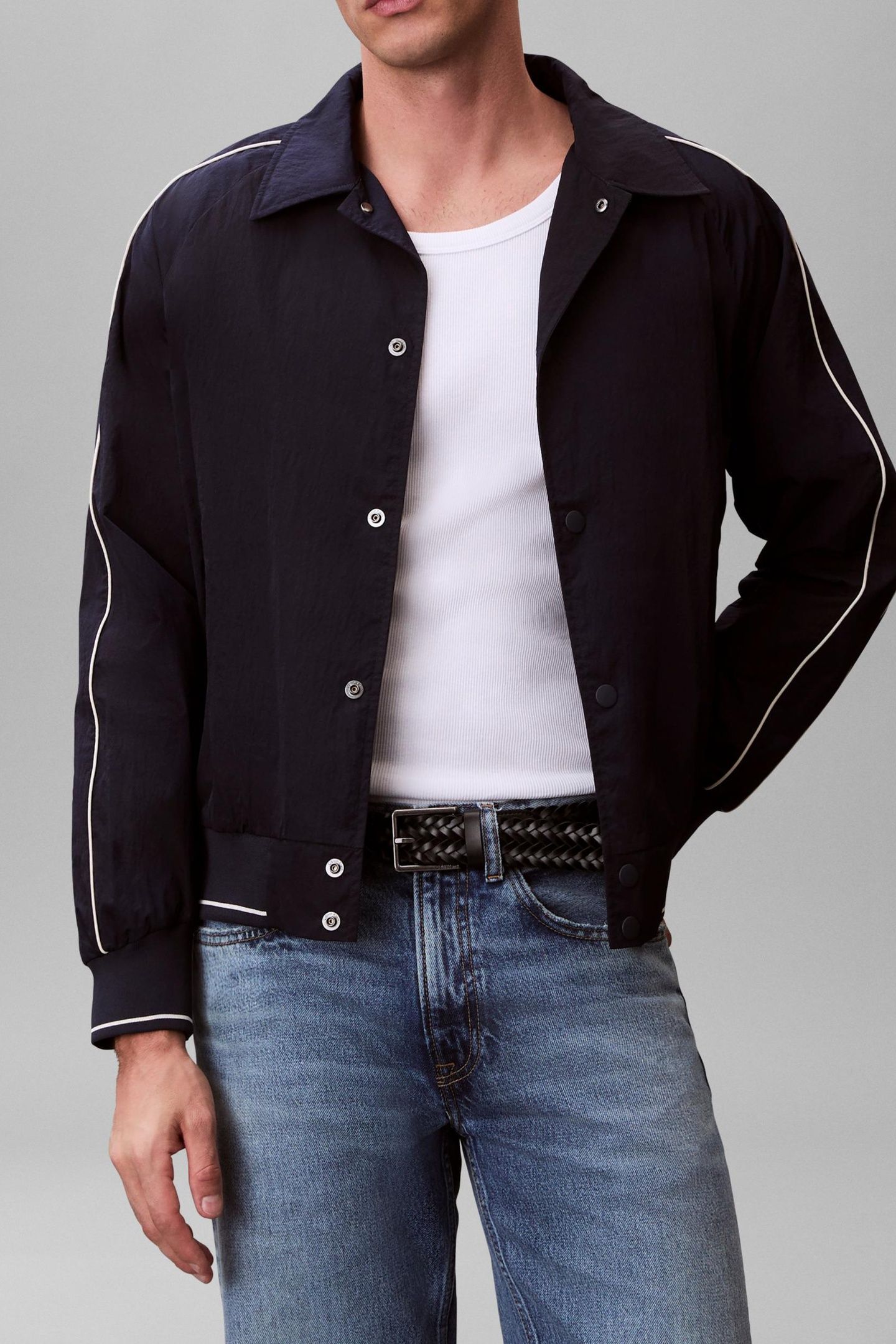 LS NYLON SNAP BOMBER JACKET DARK SAPPHIRE 1