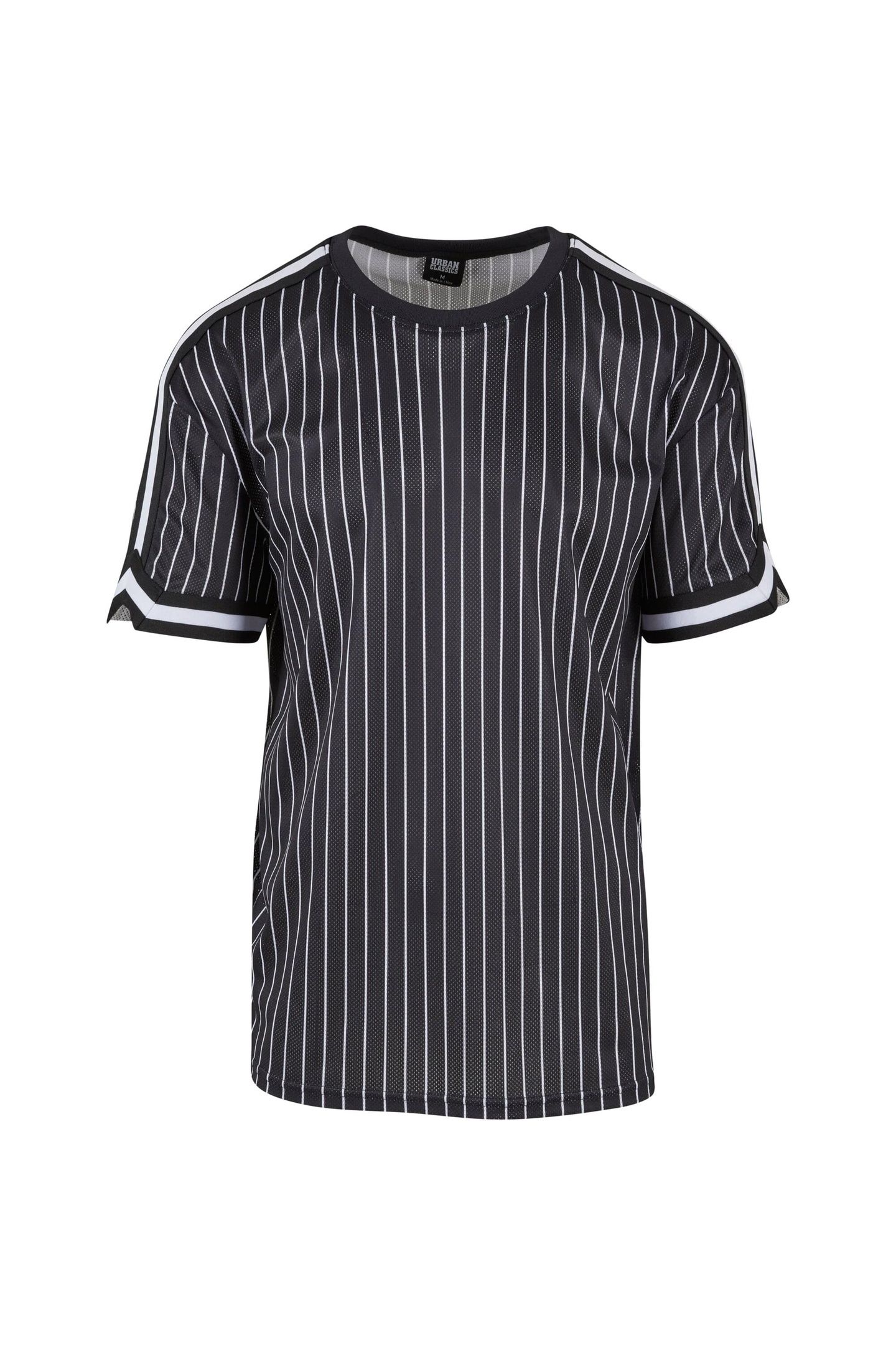 OVERSIZED STRIPED MESH TEE BLACK/WHITE 1