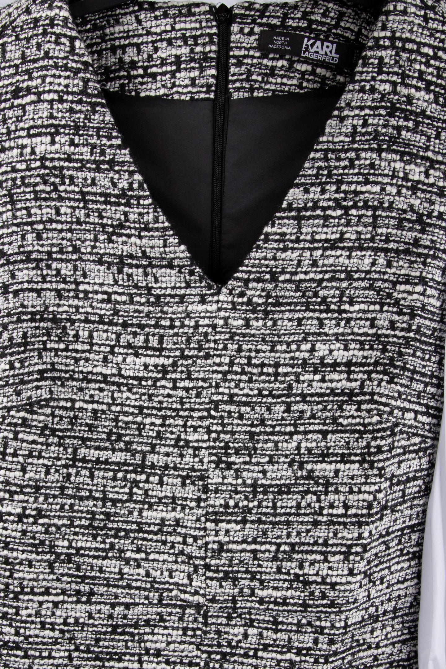 BOUCLE POPLIN SLEEVE DRESS BLACK/WHITE BOUCLE 4