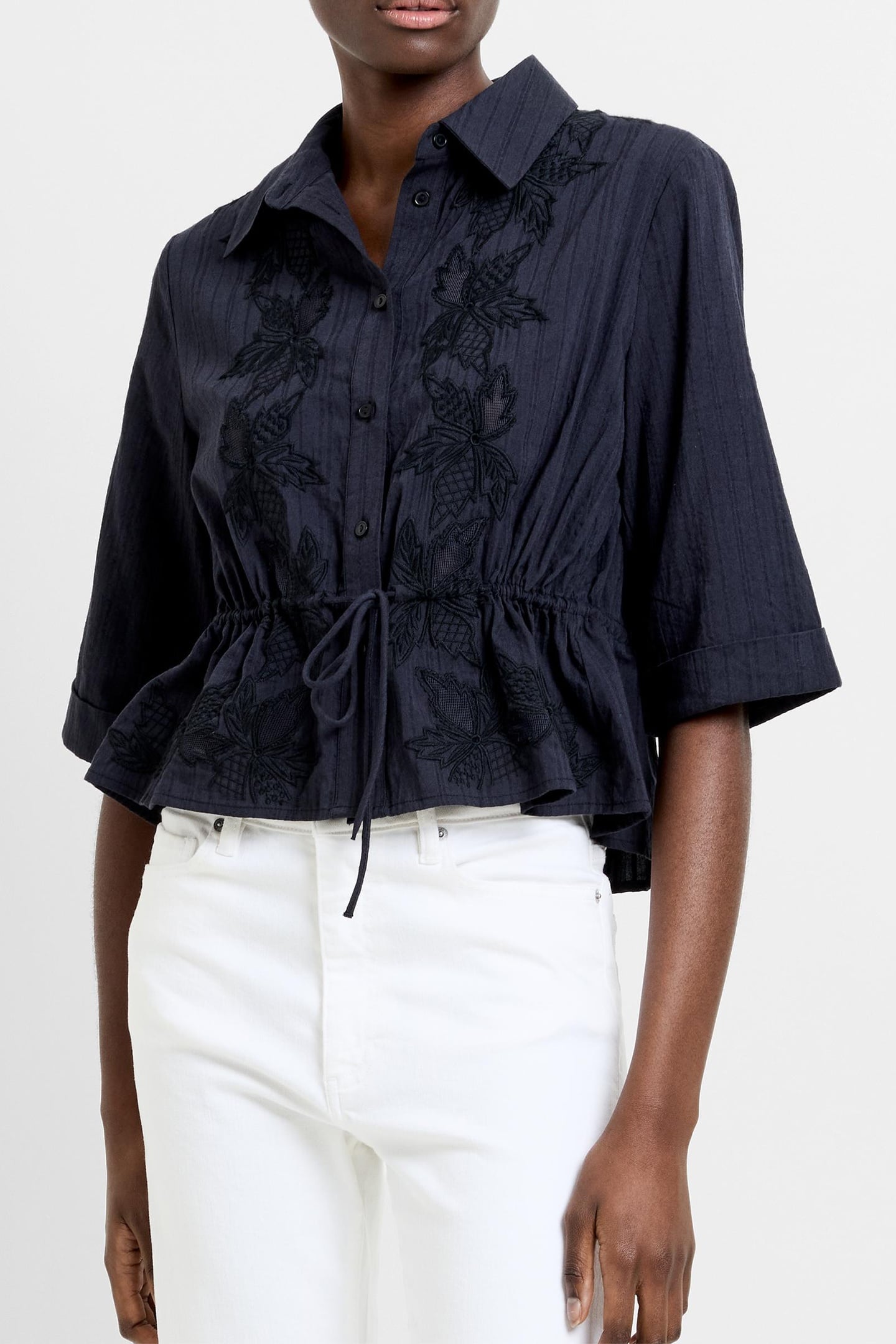 BARNET COTTON STRIPED SHIRT NAVY 1