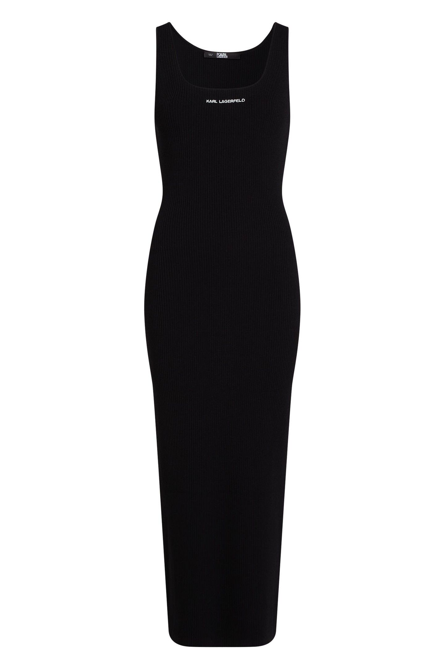 SLEEVELESS RIB KNIT DRESS BLACK 3