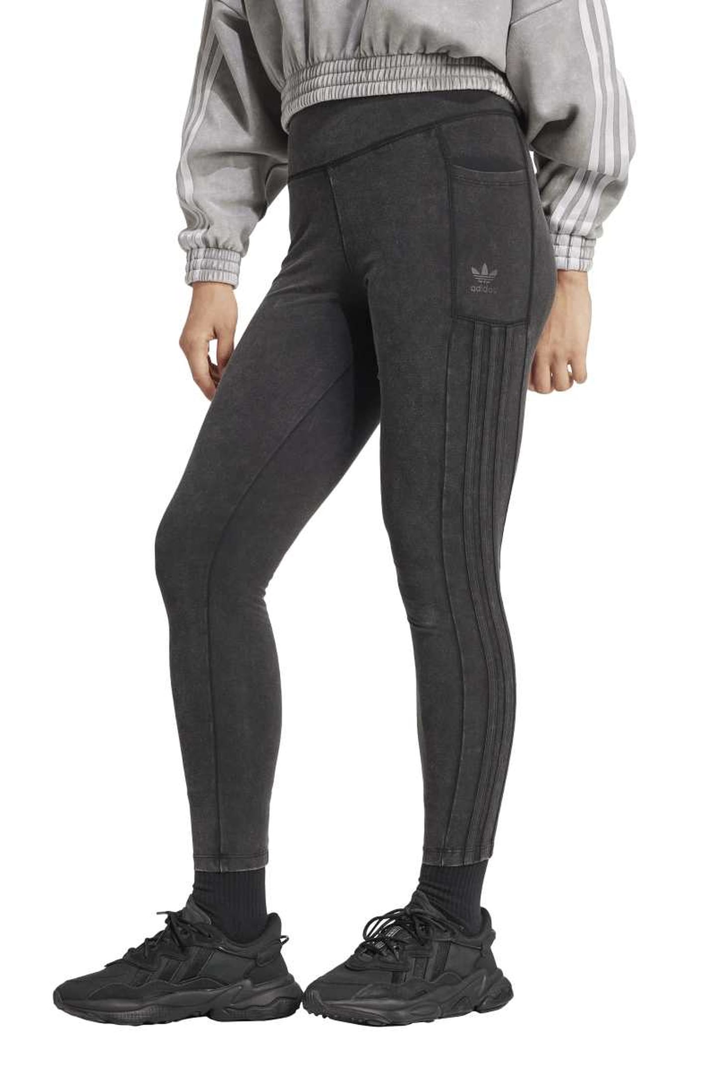 ORIGINALS WASHED THREE STRIPE LEGGINGS BLACK 1