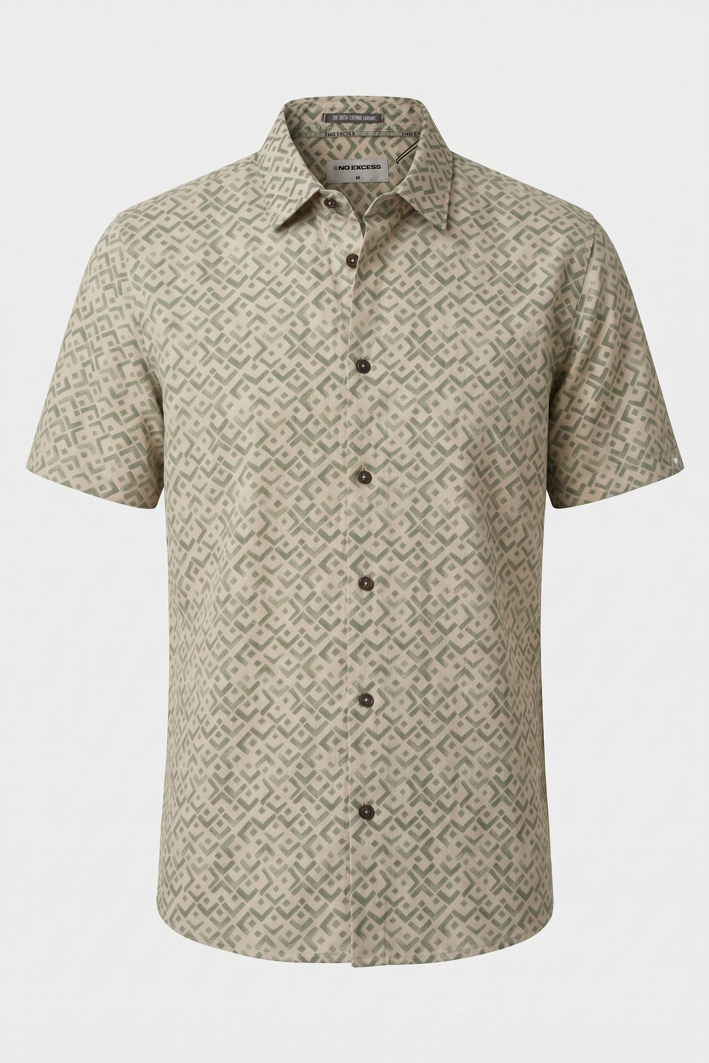 SHIRT SHORT SLEEVE SLUB ALLOVER PRINTED GREEN 3
