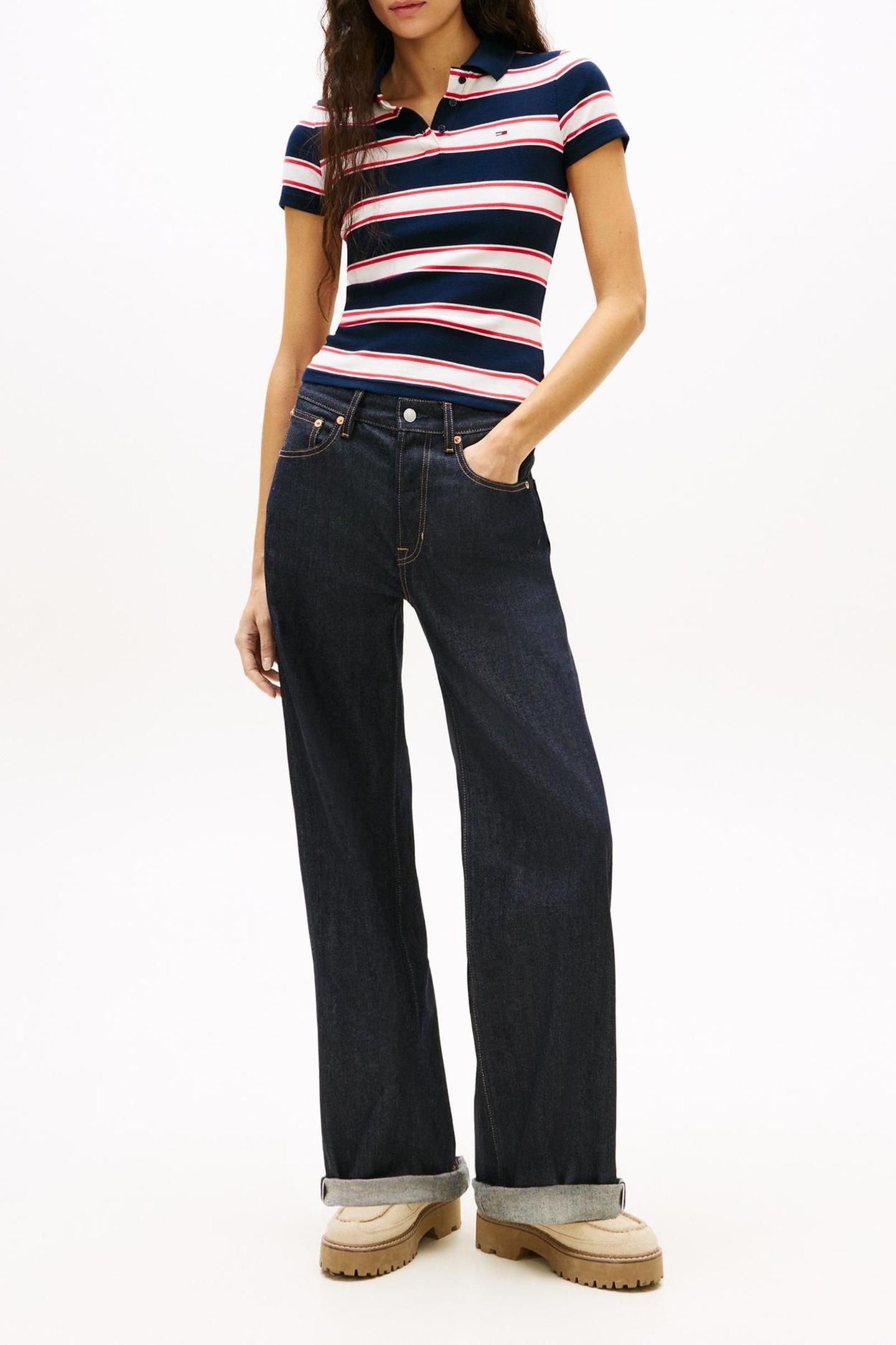 TJW SLIM RIB SS POLO DARK NIGHT NAVY/MULTI STRIPE 2