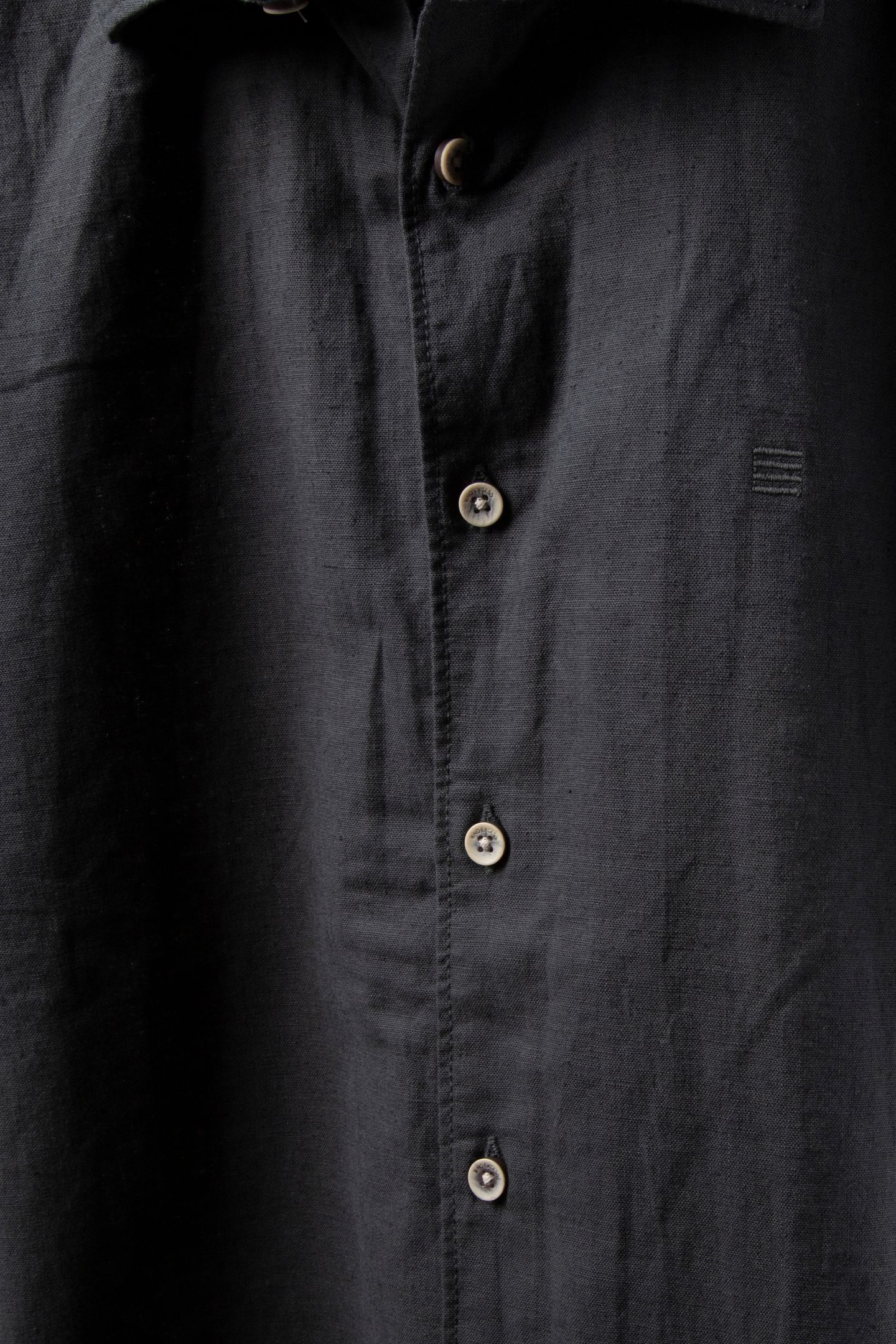 SHIRT SHORT SLEEVE SOLID WITH LINEN DARK STEEL 4