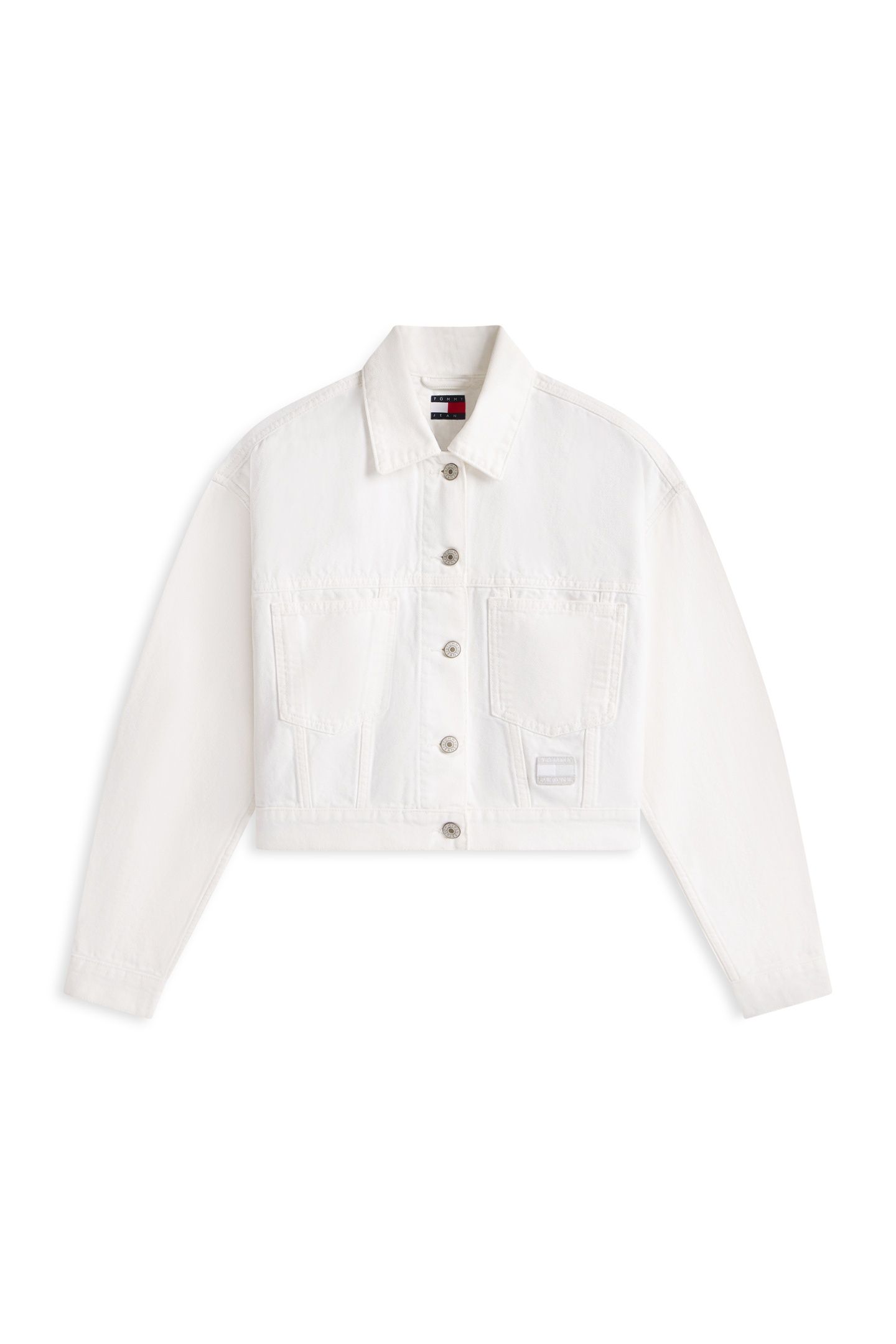 OVERSIZED CROP TRUCKER JACKET DENIM WHITE 4